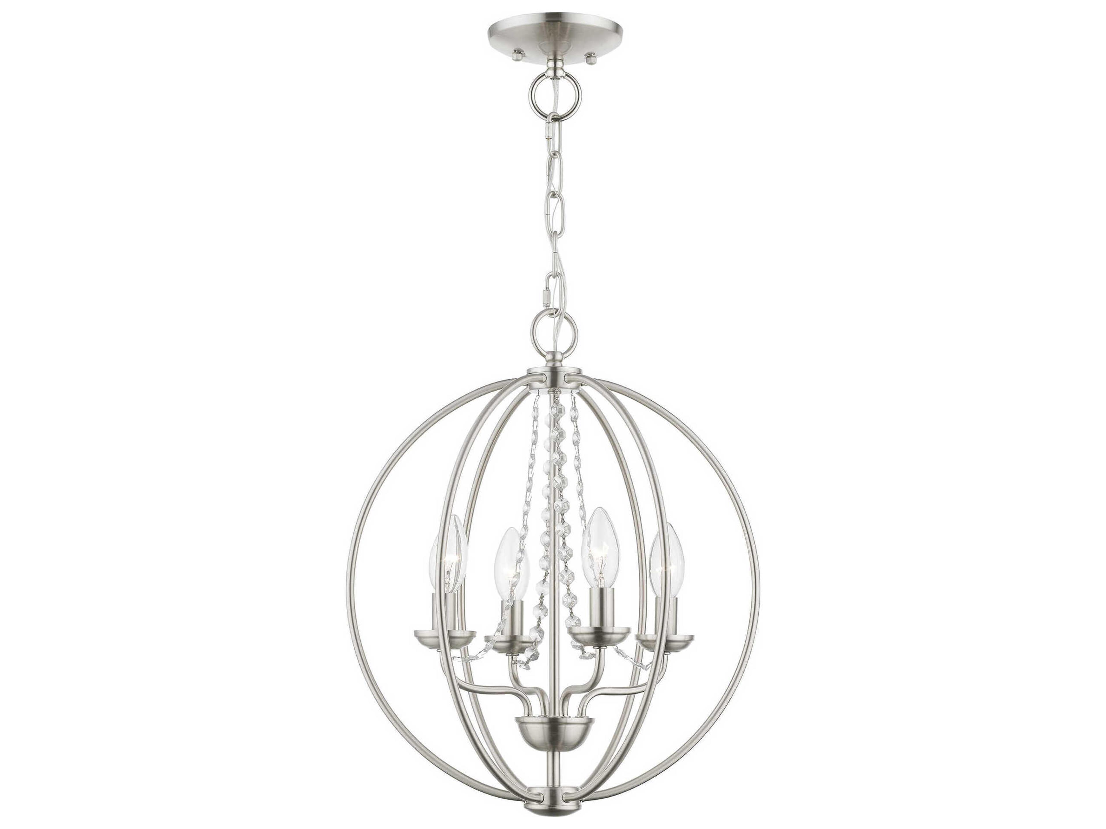 Livex Lighting Arabella 4-Light Brushed Nickel Crystal Candelabra Chandelier