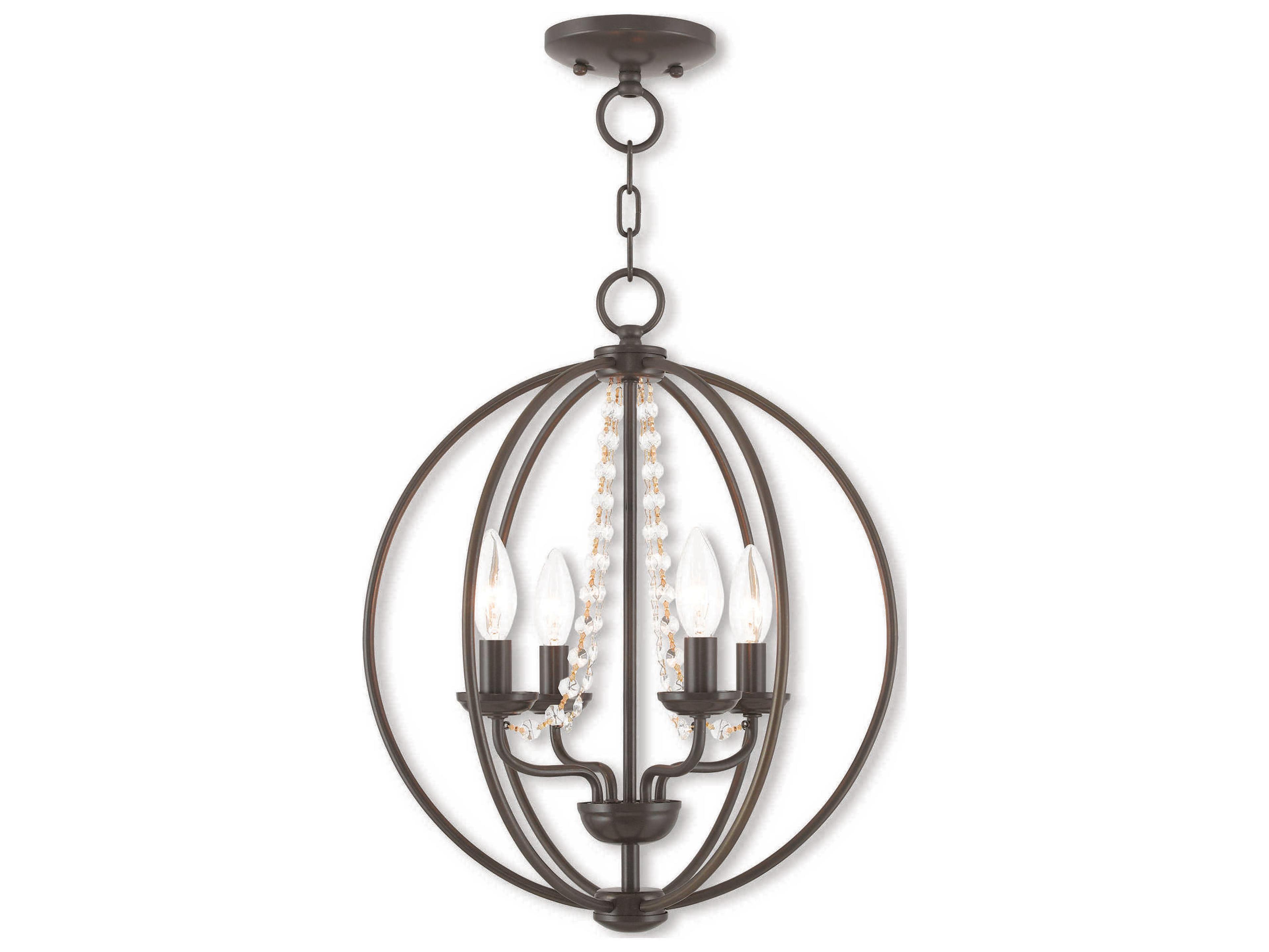 Livex Lighting Arabella 4-Light English Bronze Crystal Candelabra Round Chandelier