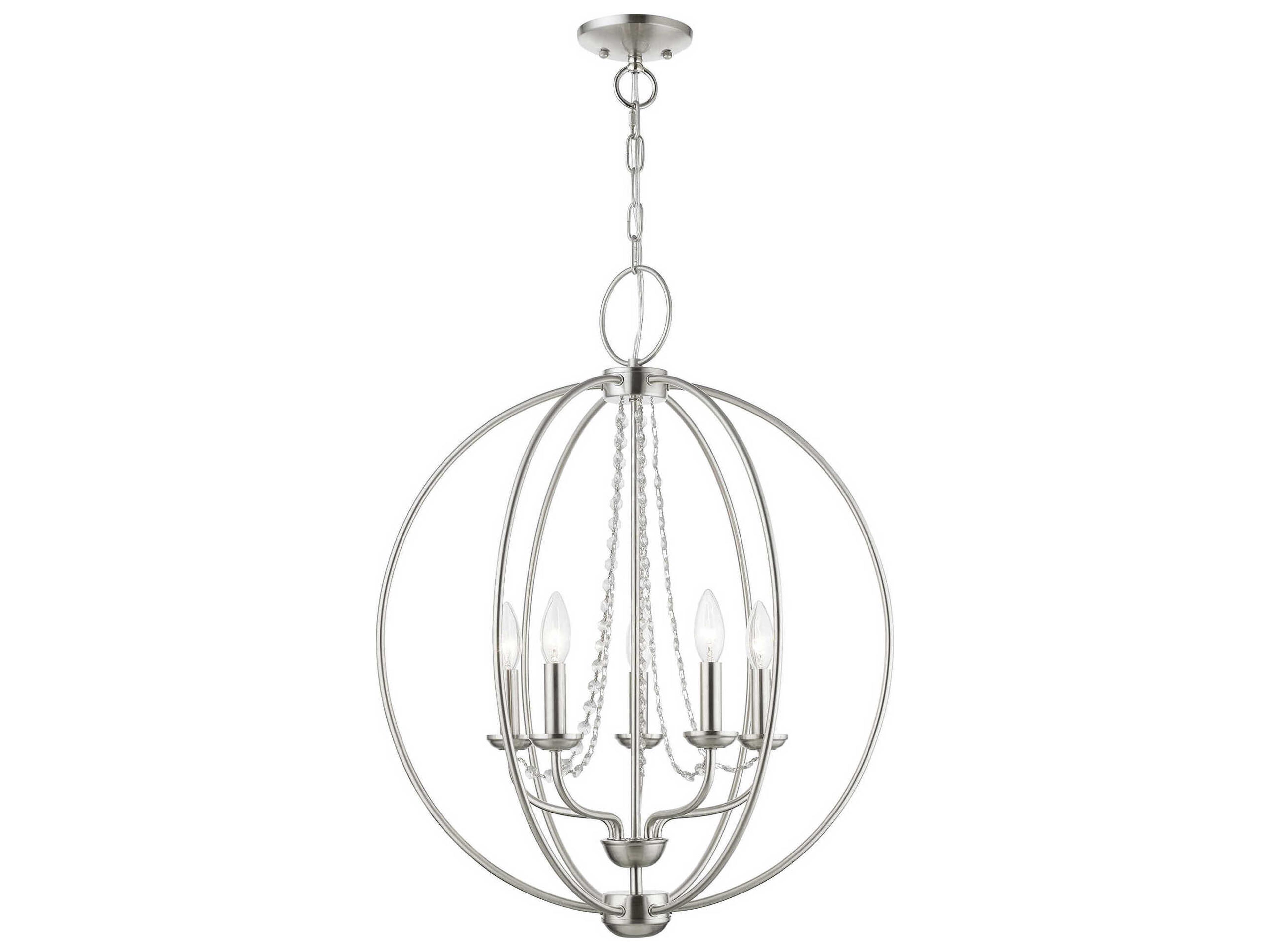Livex Lighting Arabella 5-Light Brushed Nickel Crystal Candelabra Chandelier