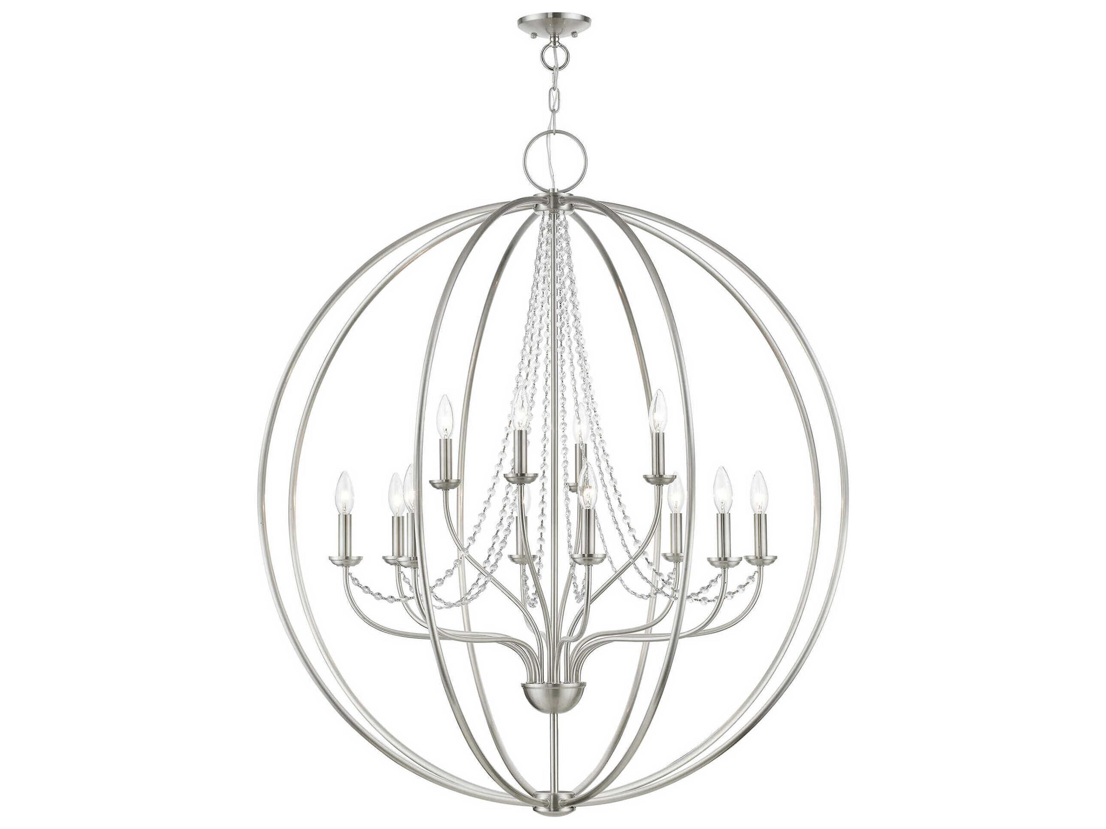Livex Lighting Arabella 12-Light Brushed Nickel Crystal Candelabra Chandelier