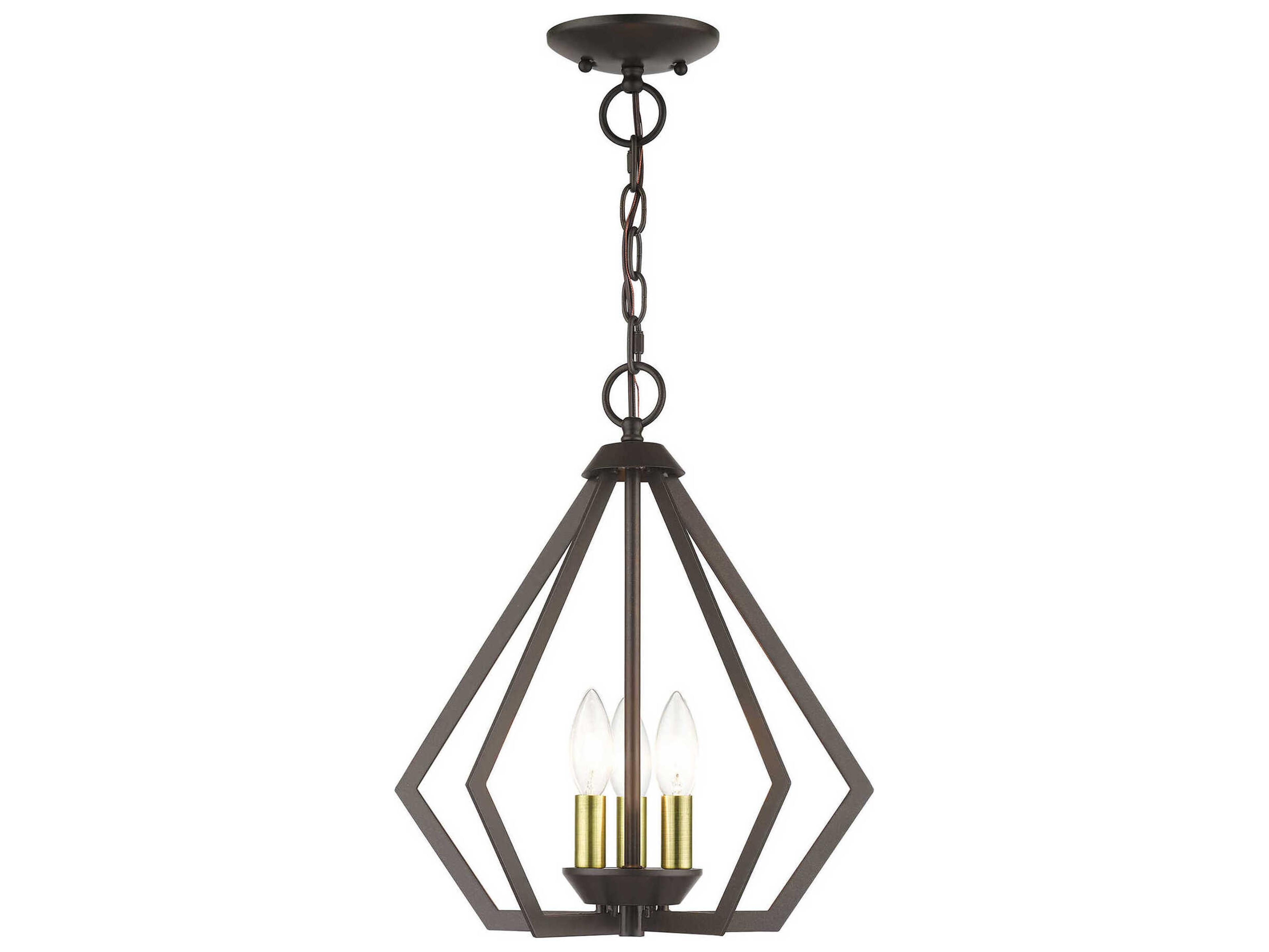Livex Lighting Prism 3-Light English Bronze Antique Brass Geometric Pendant