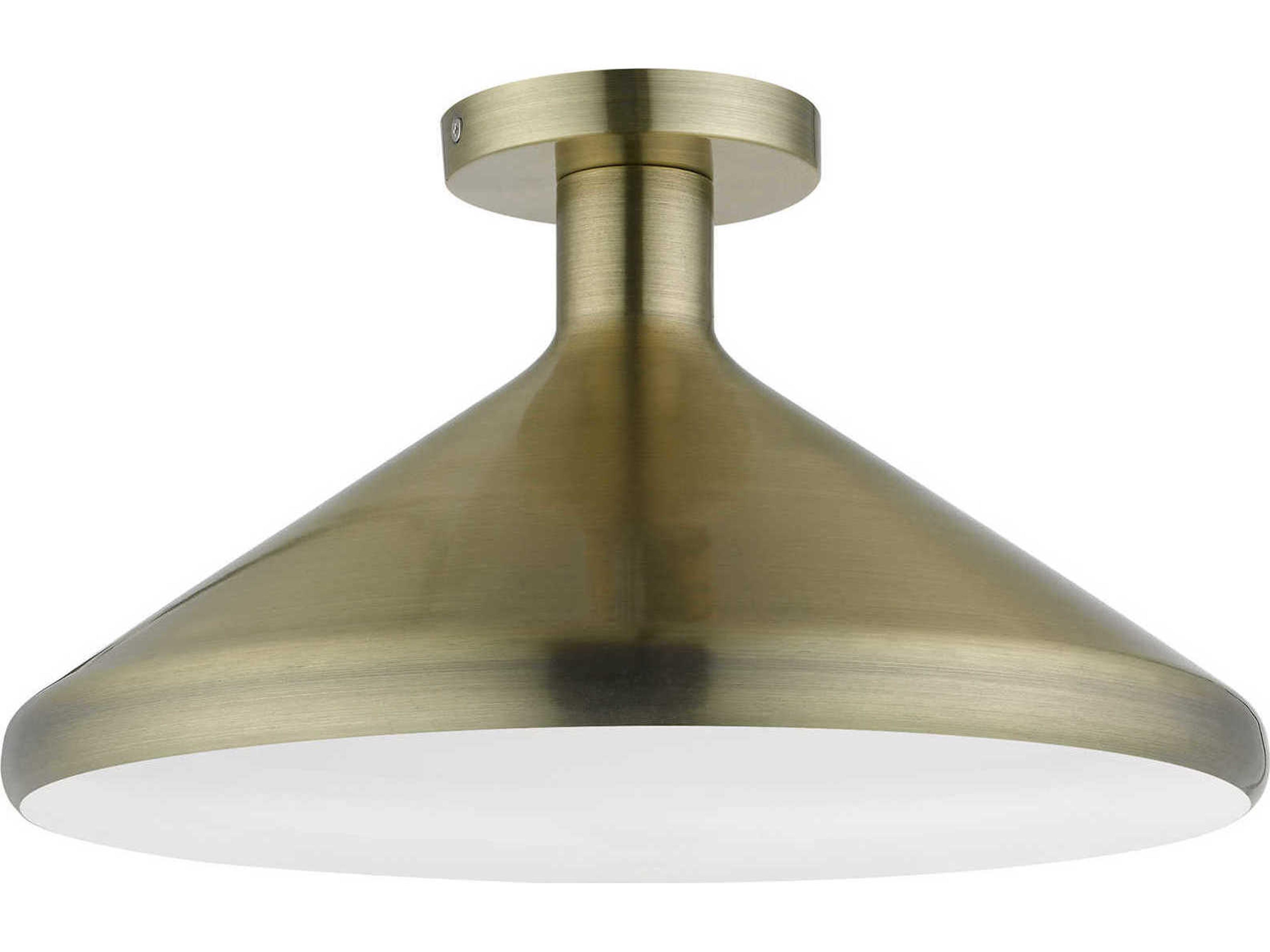Livex Lighting Geneva 1-Light Antique Brass Semi Flush Mount