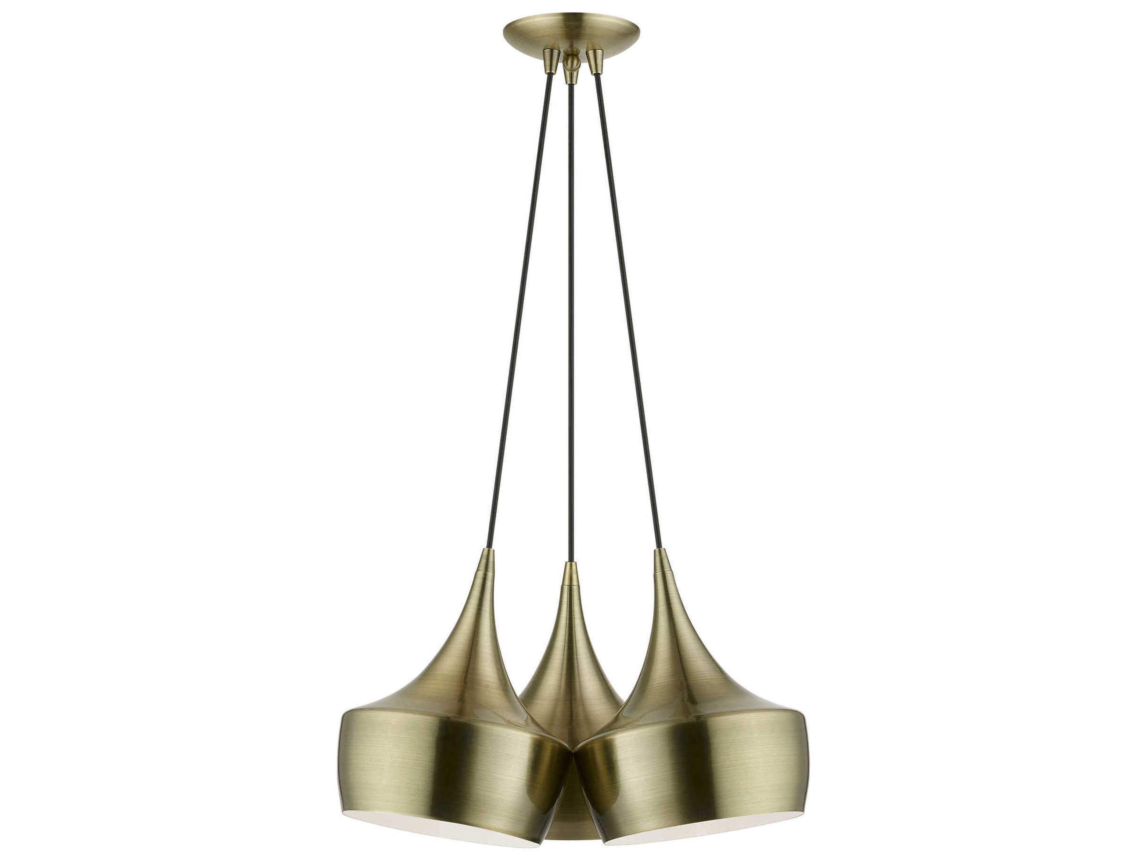 Livex Lighting Waldorf 3-Light Antique Brass White Pendant