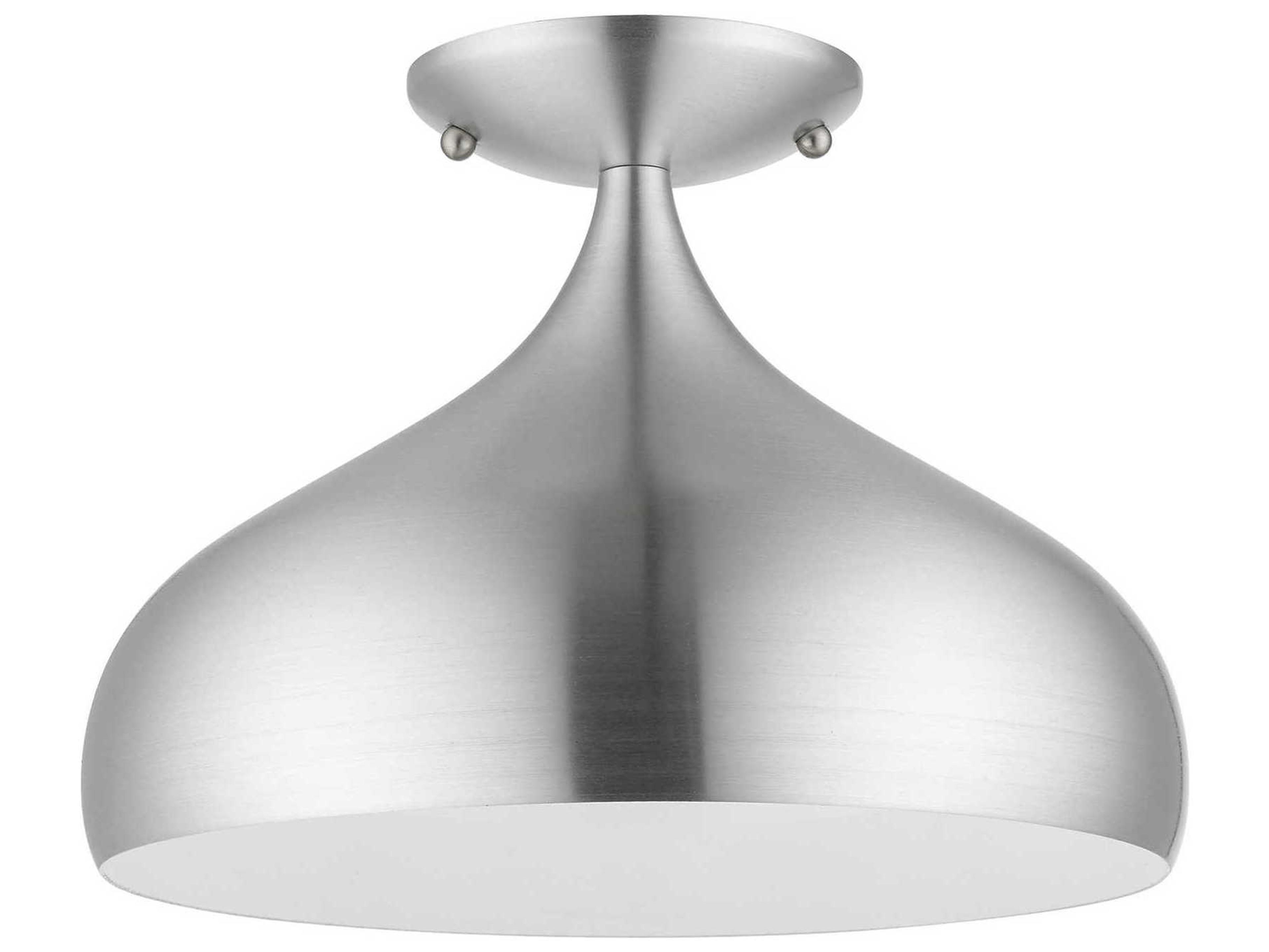 Livex Lighting Amador 1-Light Brushed Aluminum Polished Chrome Bell Flush Mount