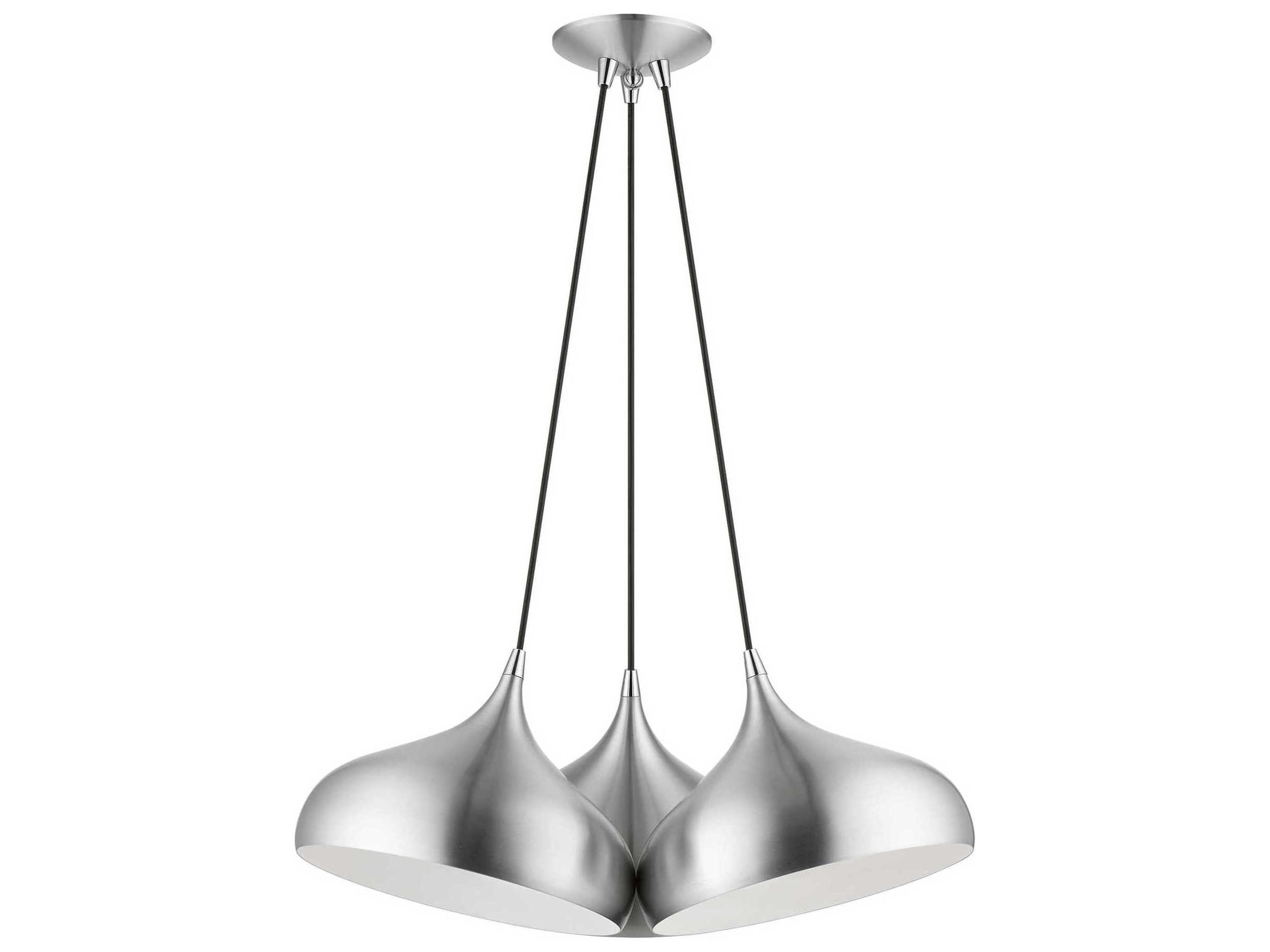Livex Lighting Amador 3-Light Brushed Aluminum Polished Chrome Bell Pendant