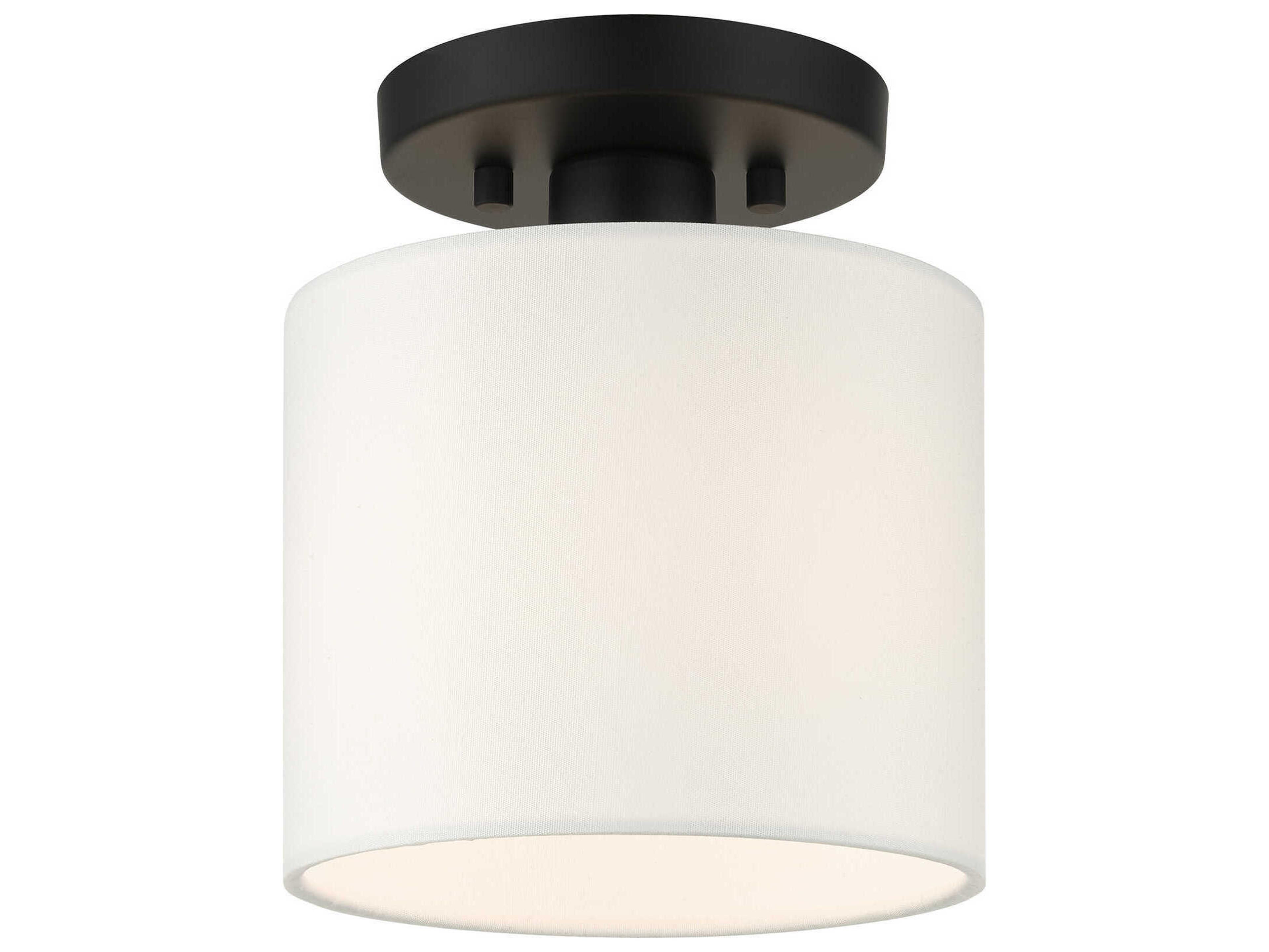 Livex Lighting Meridian 1-Light Black Drum Semi Flush Mount
