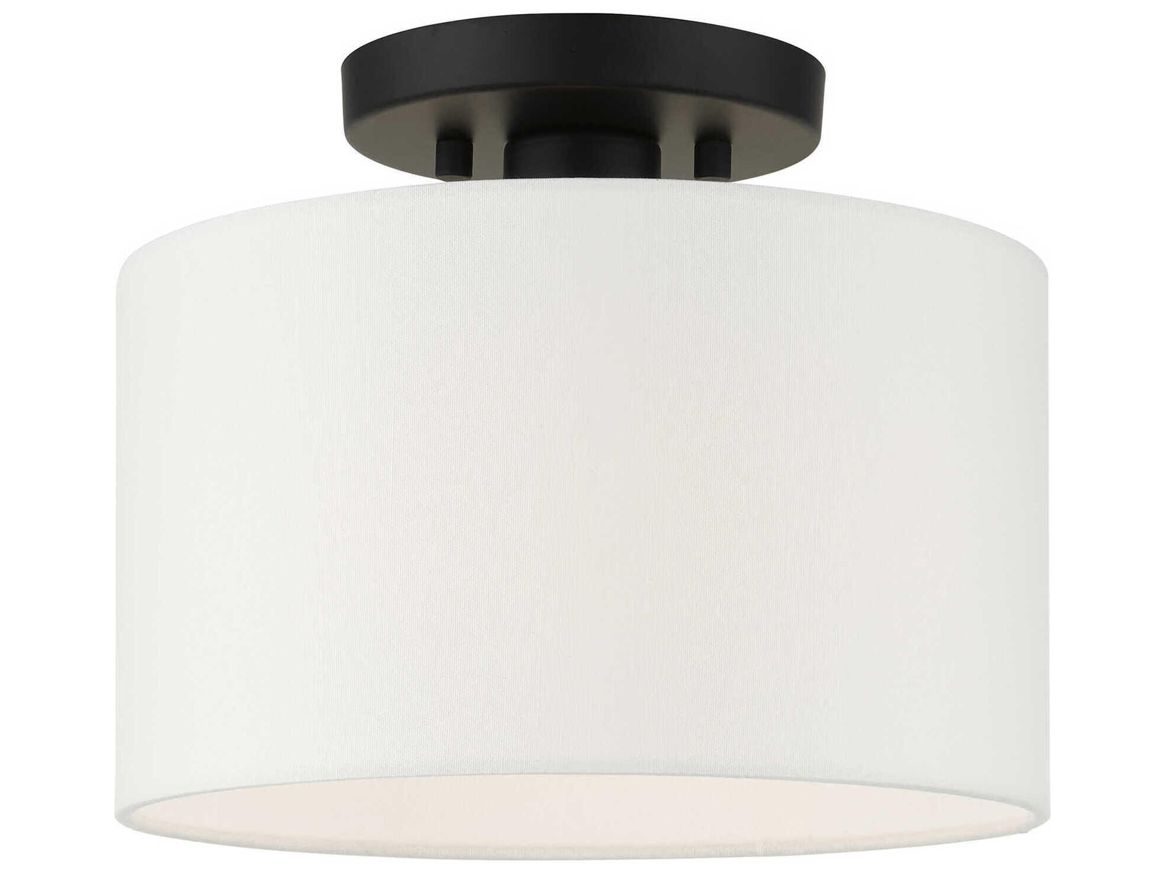 Livex Lighting Meridian 1-Light Black Drum Semi Flush Mount