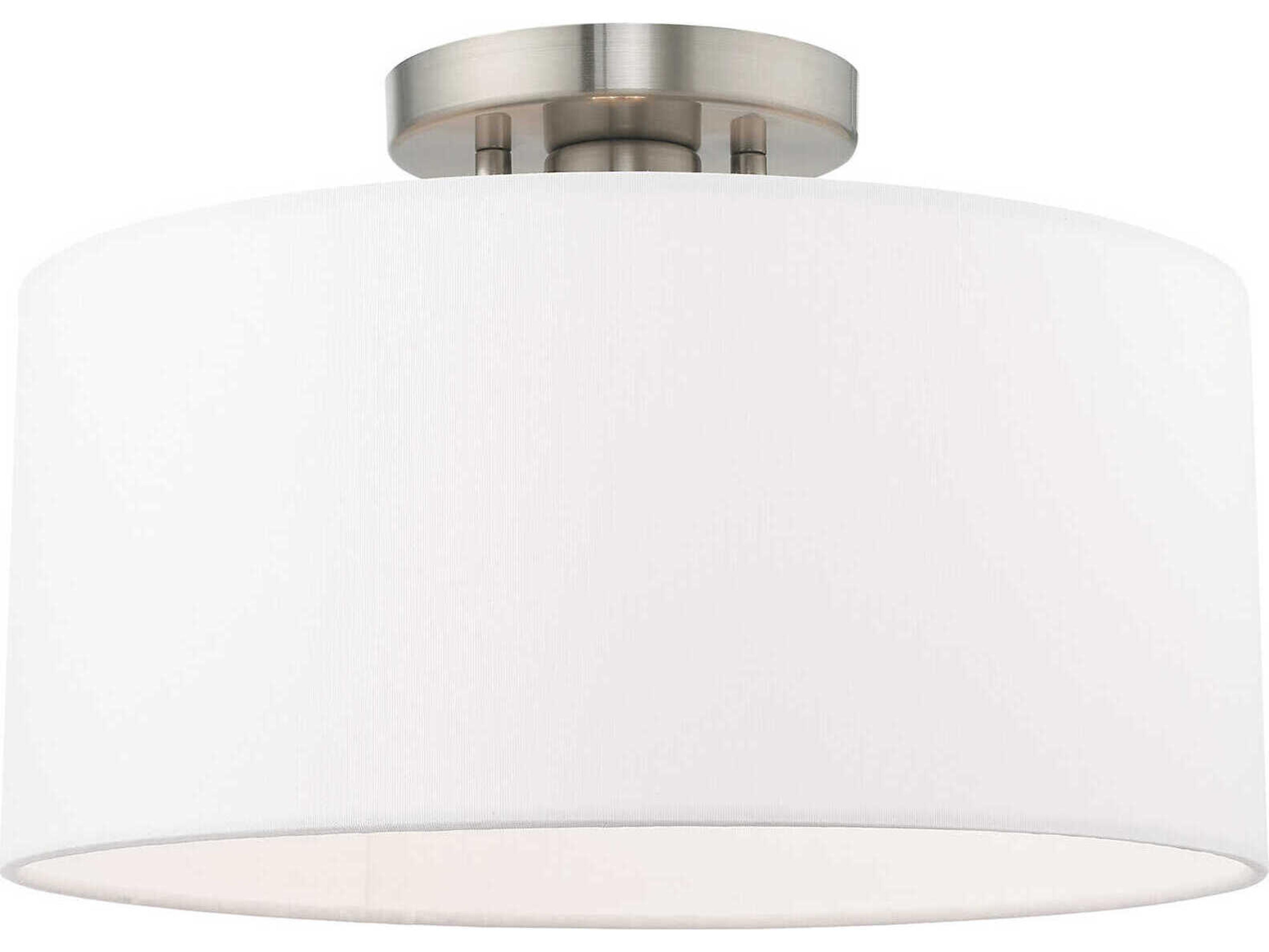Livex Lighting Meridian 1-Light Brushed Nickel Drum Semi Flush Mount