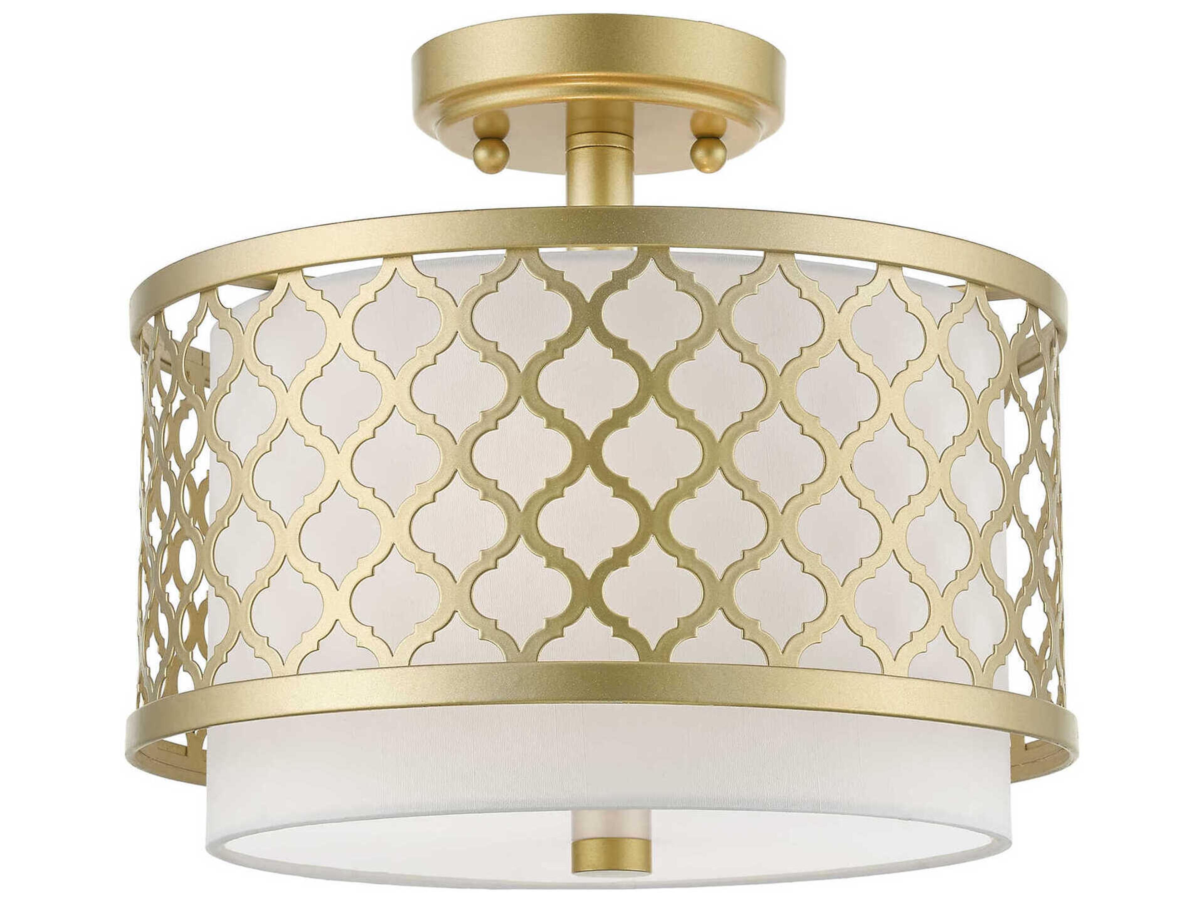 Livex Lighting Arabesque 2-Light Soft Gold Drum Semi Flush Mount