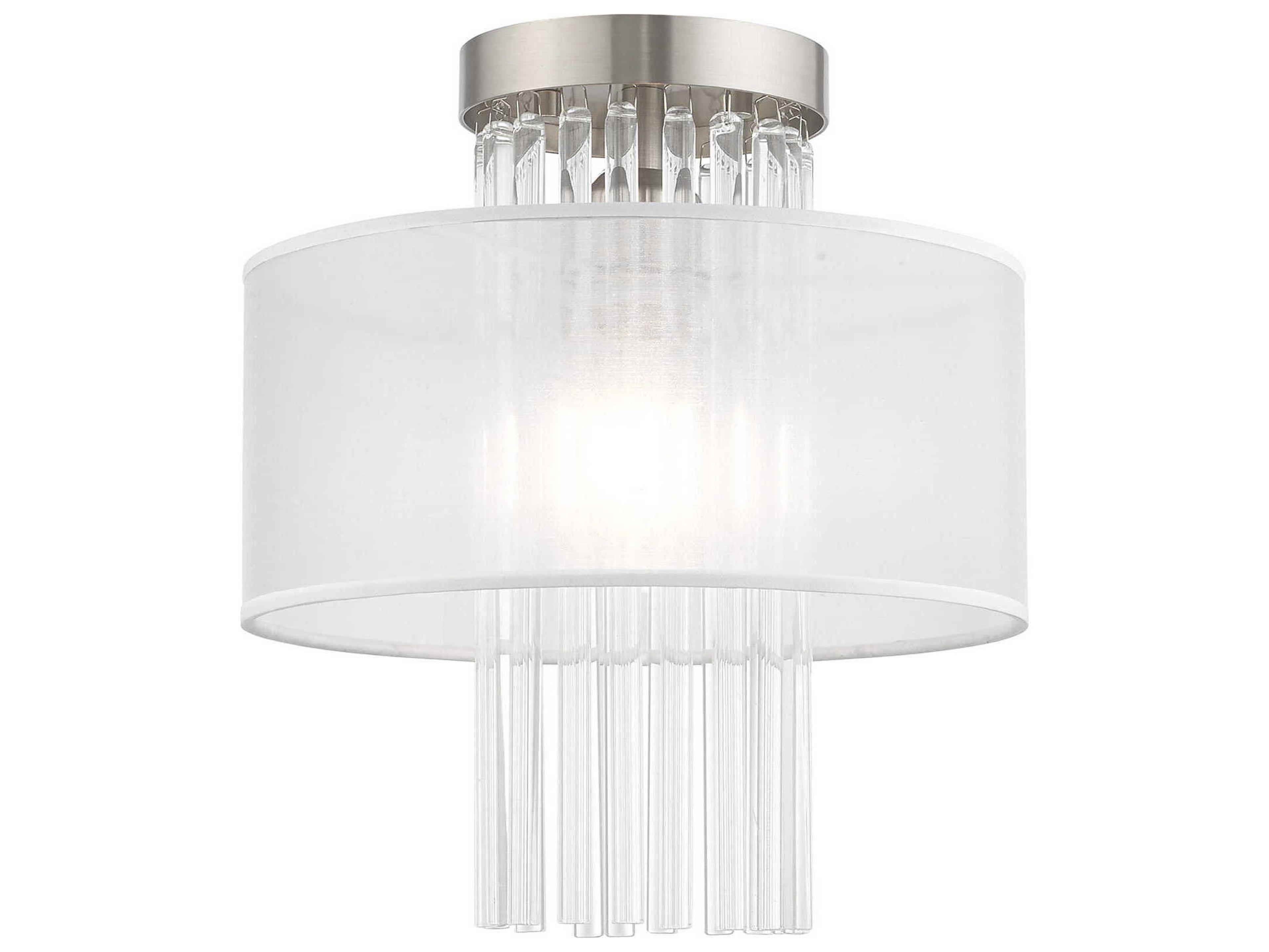 Livex Lighting Alexis 1-Light Brushed Nickel Crystal Round Flush Mount
