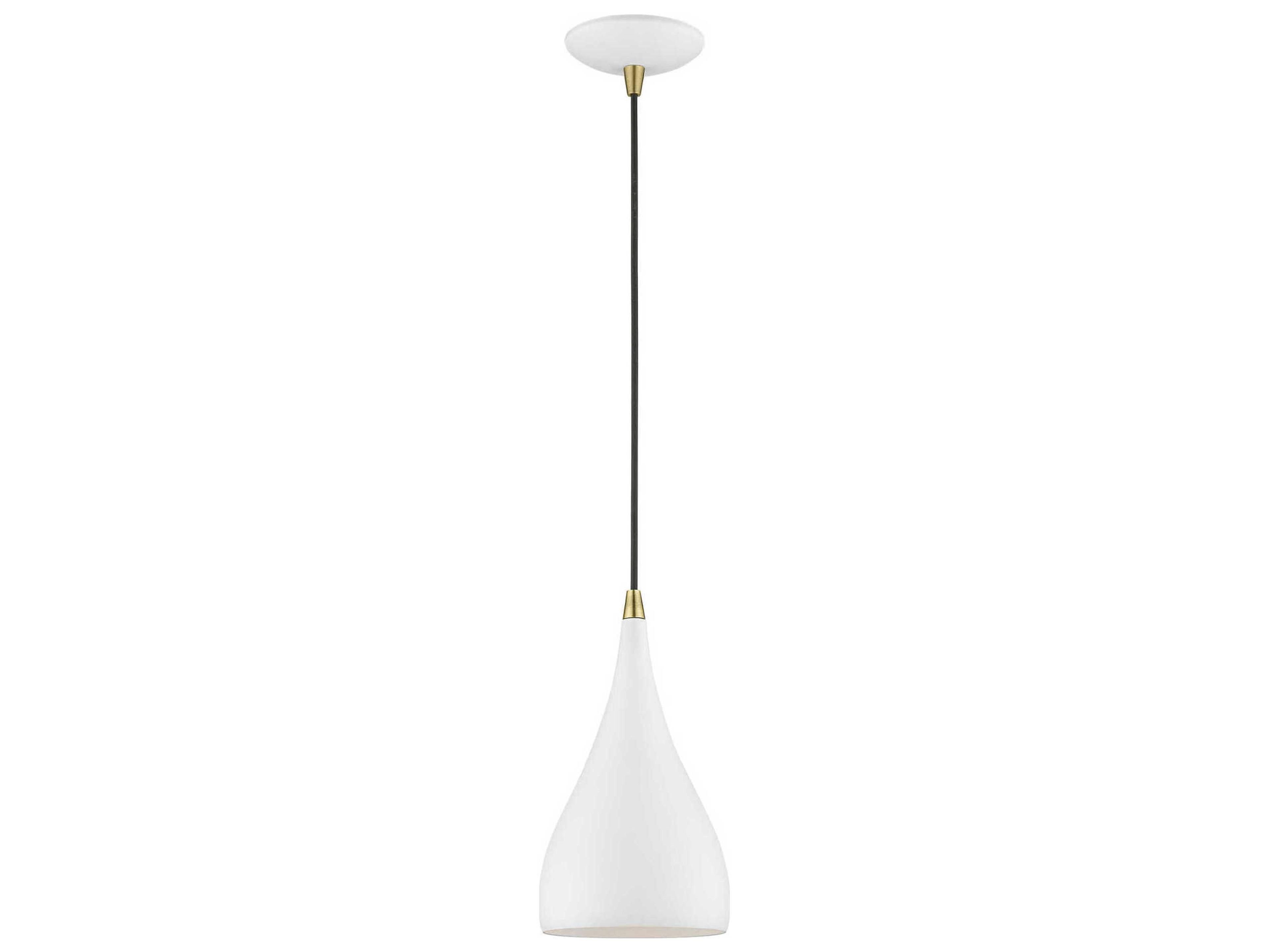 Livex Lighting Amador 1-Light Textured White Antique Brass Bell Mini Pendant