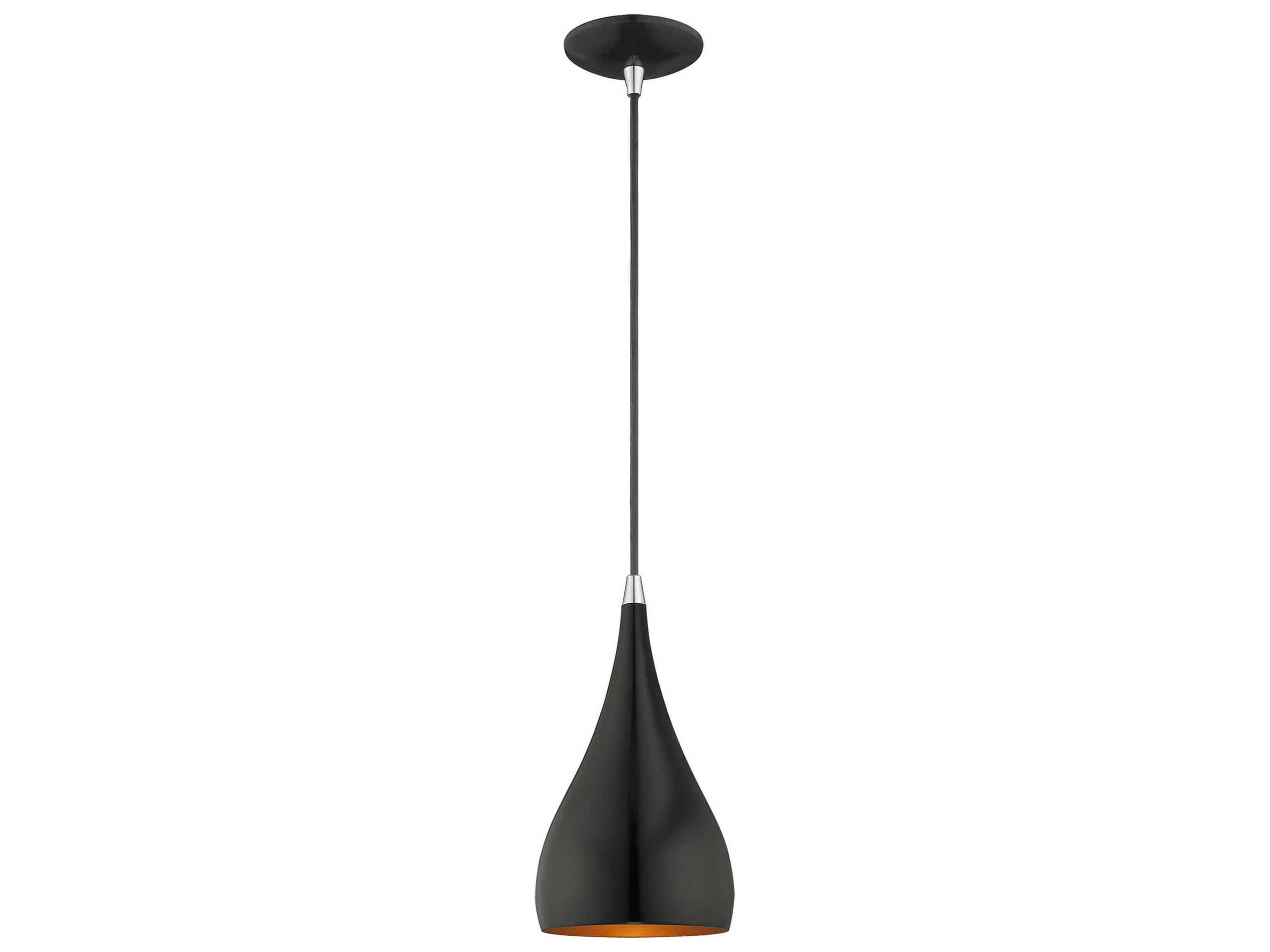 Livex Lighting 1-Light Shiny Black Gold Mini Pendant