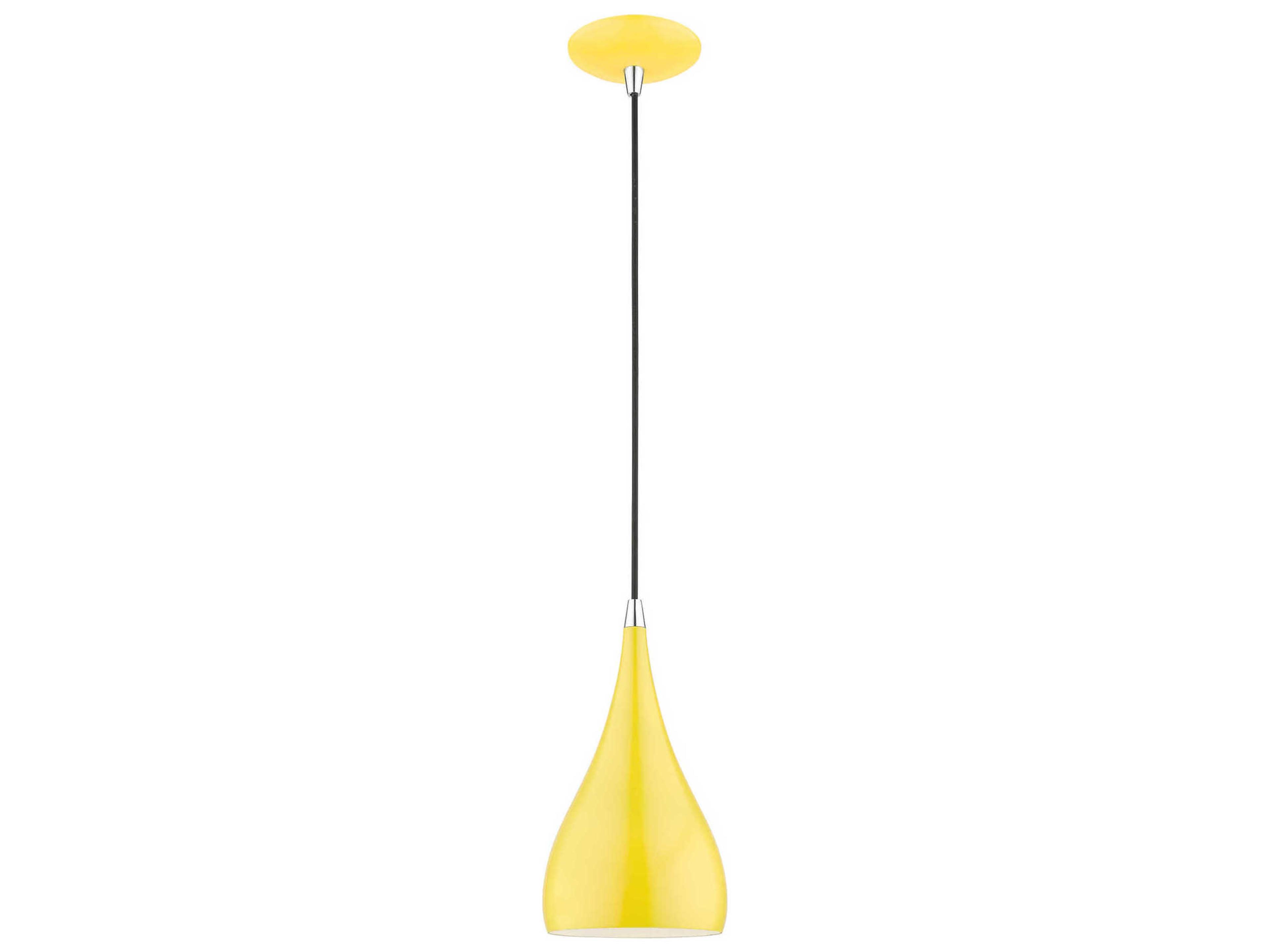 Livex Lighting Amador 1-Light Shiny Yellow Polished Chrome Bell Mini Pendant