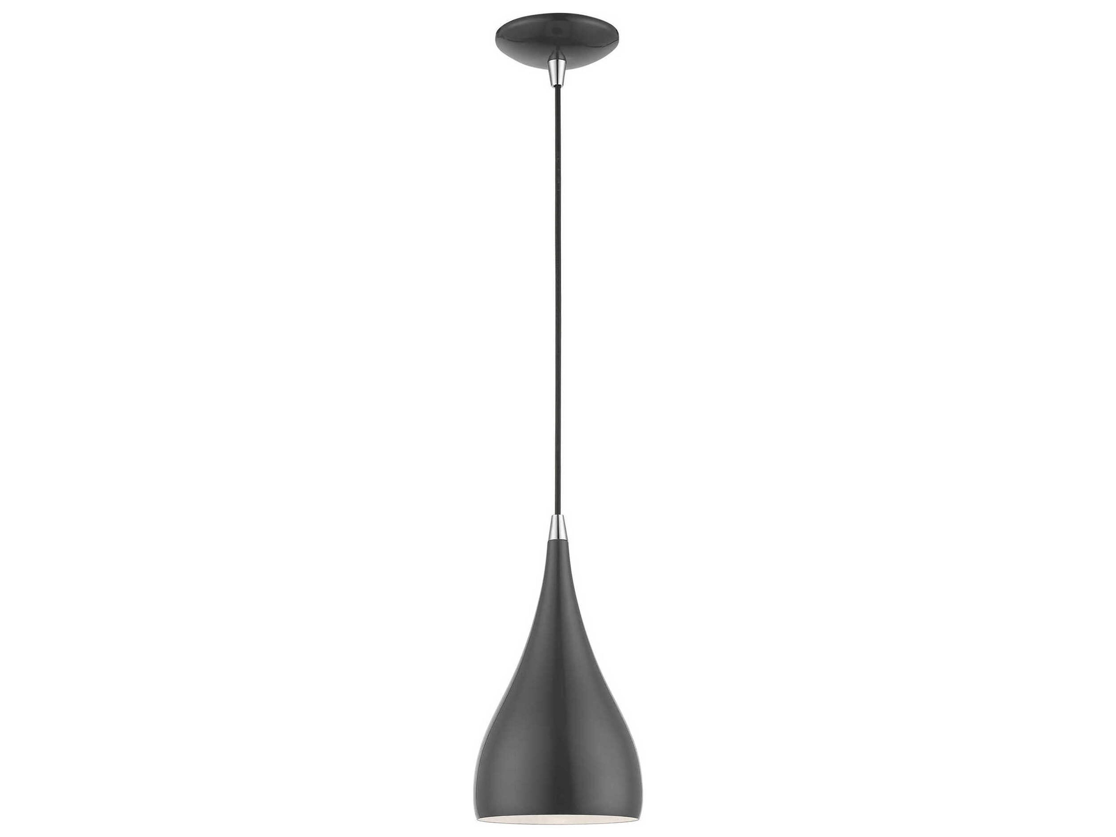Livex Lighting Amador 1-Light Shiny Dark Gray Polished Chrome Bell Mini Pendant