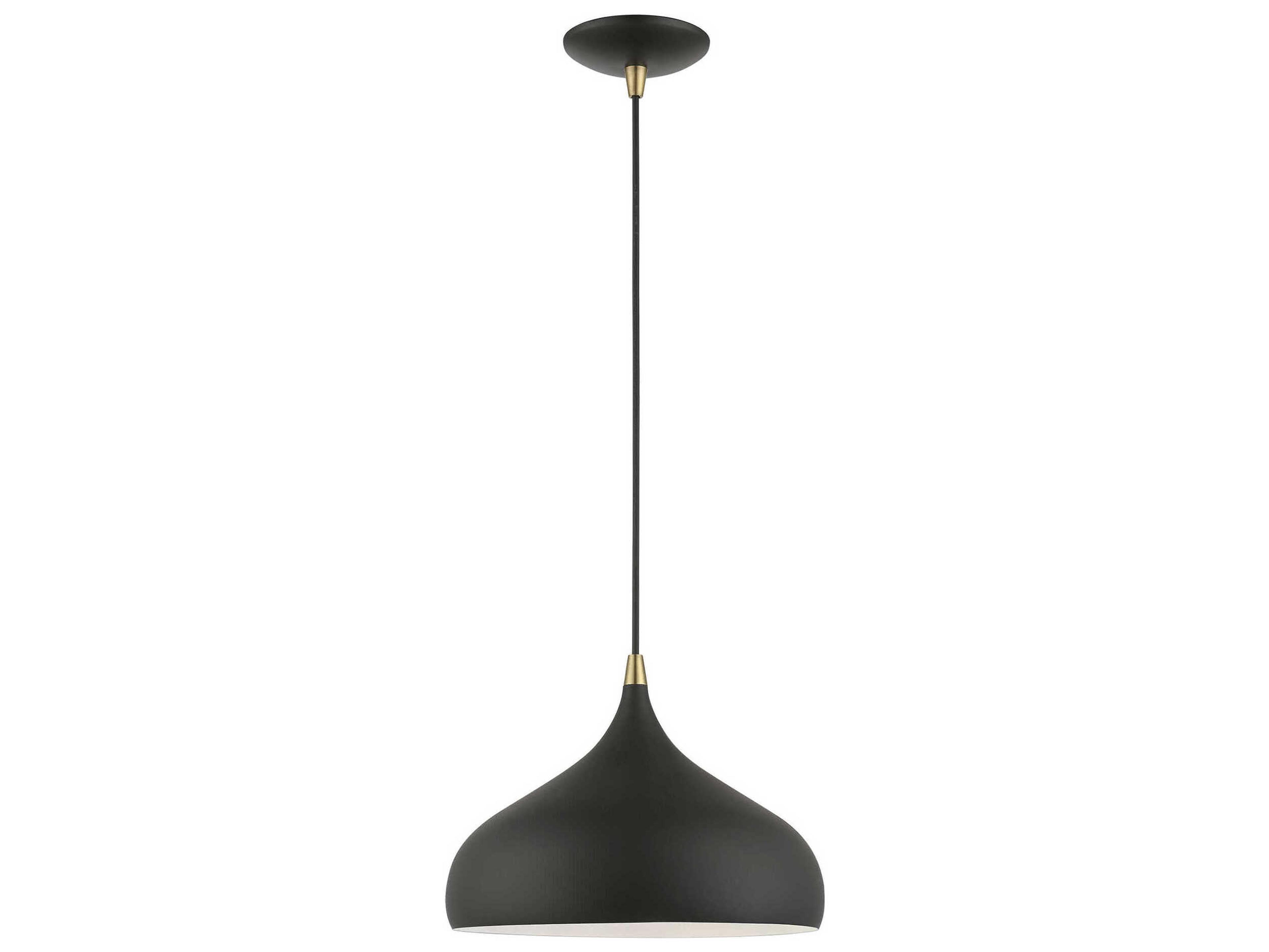 Livex Lighting Amador 1-Light Textured Black Antique Brass Dome Mini Pendant