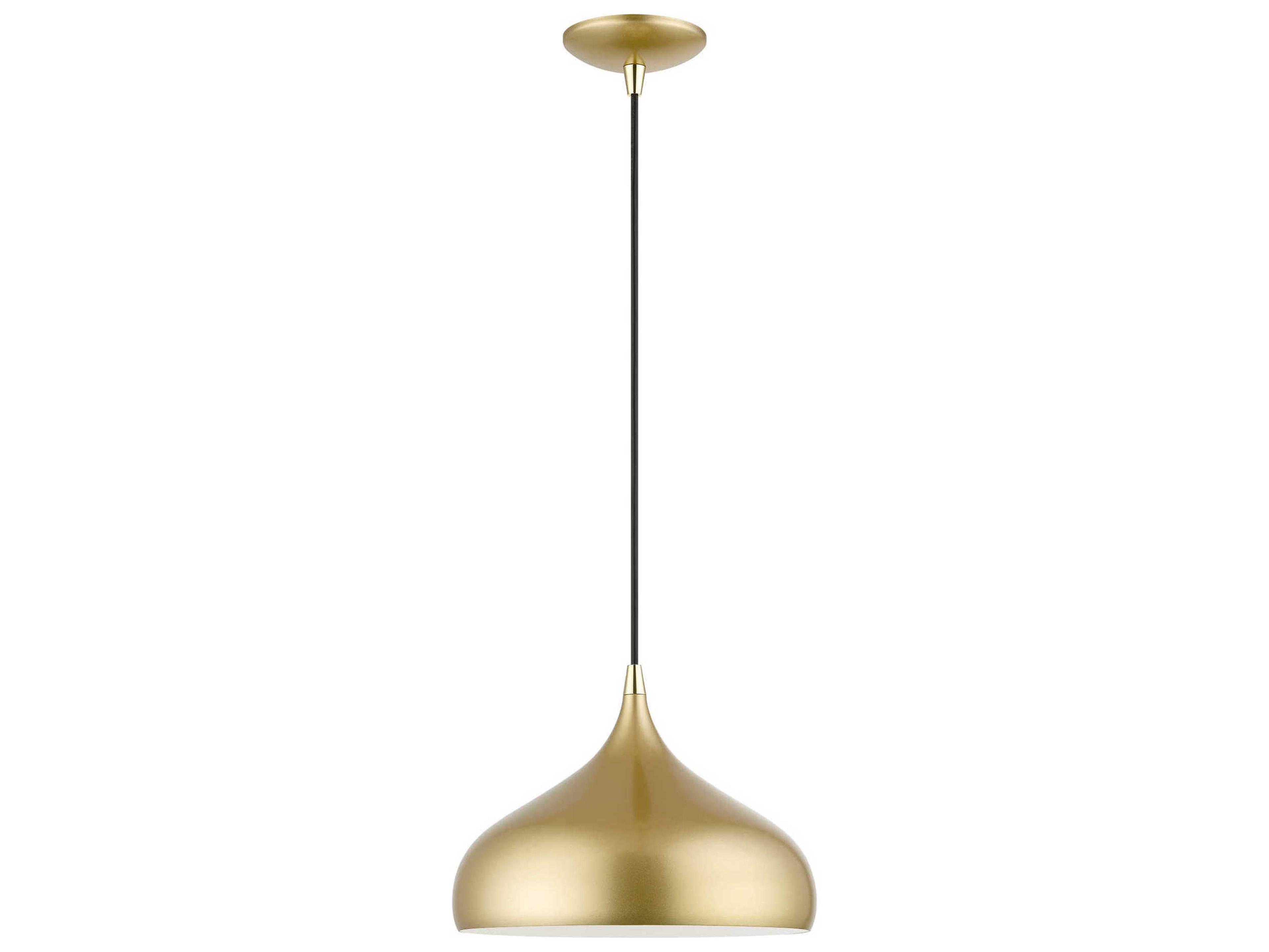Livex Lighting Amador 1-Light Soft Gold Polished Brass White Bell Mini Pendant