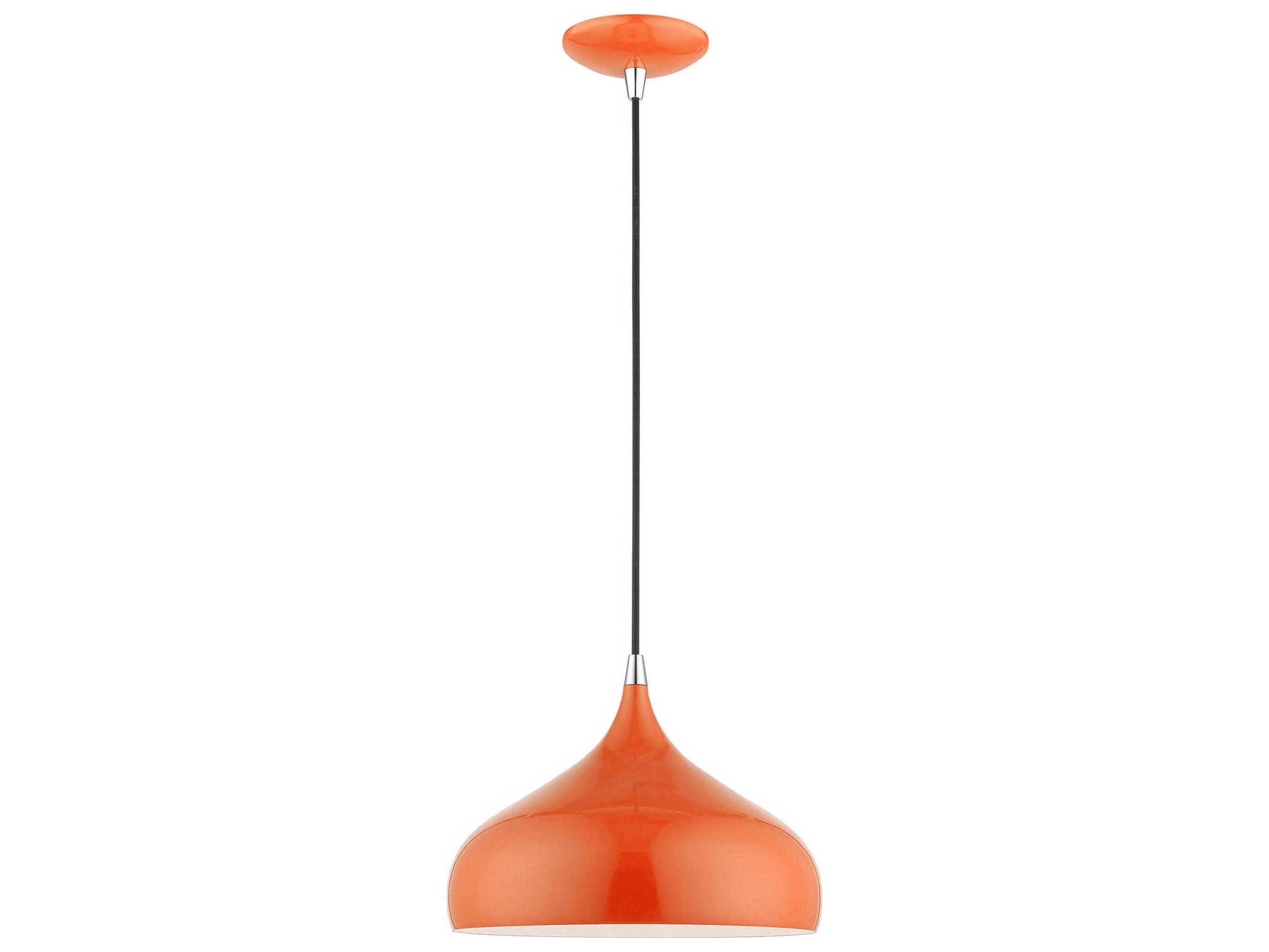 Livex Lighting Amador 1-Light Shiny Orange Polished Chrome Dome Mini Pendant