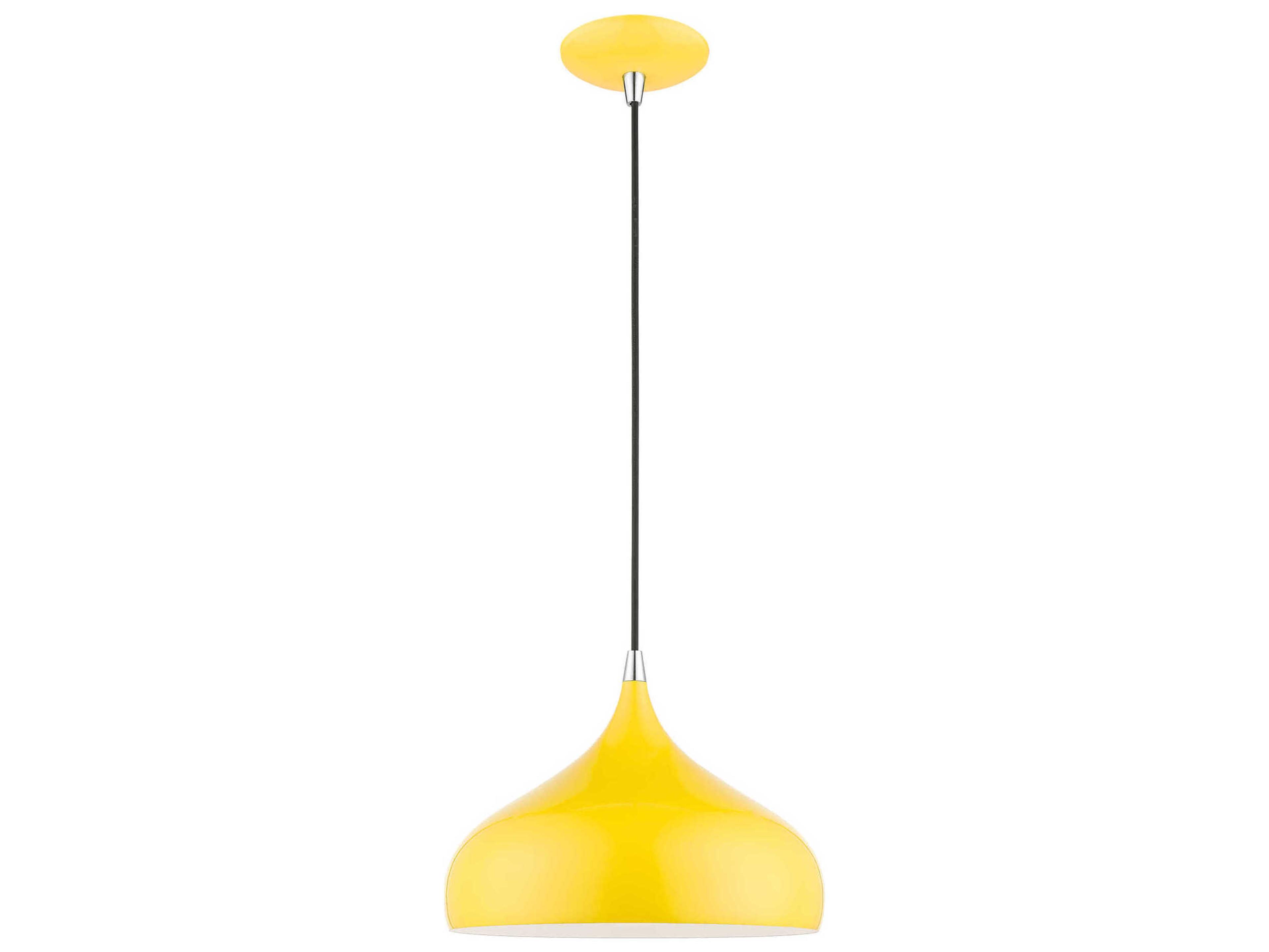 Livex Lighting Amador 1-Light Shiny Yellow Polished Chrome Dome Mini Pendant
