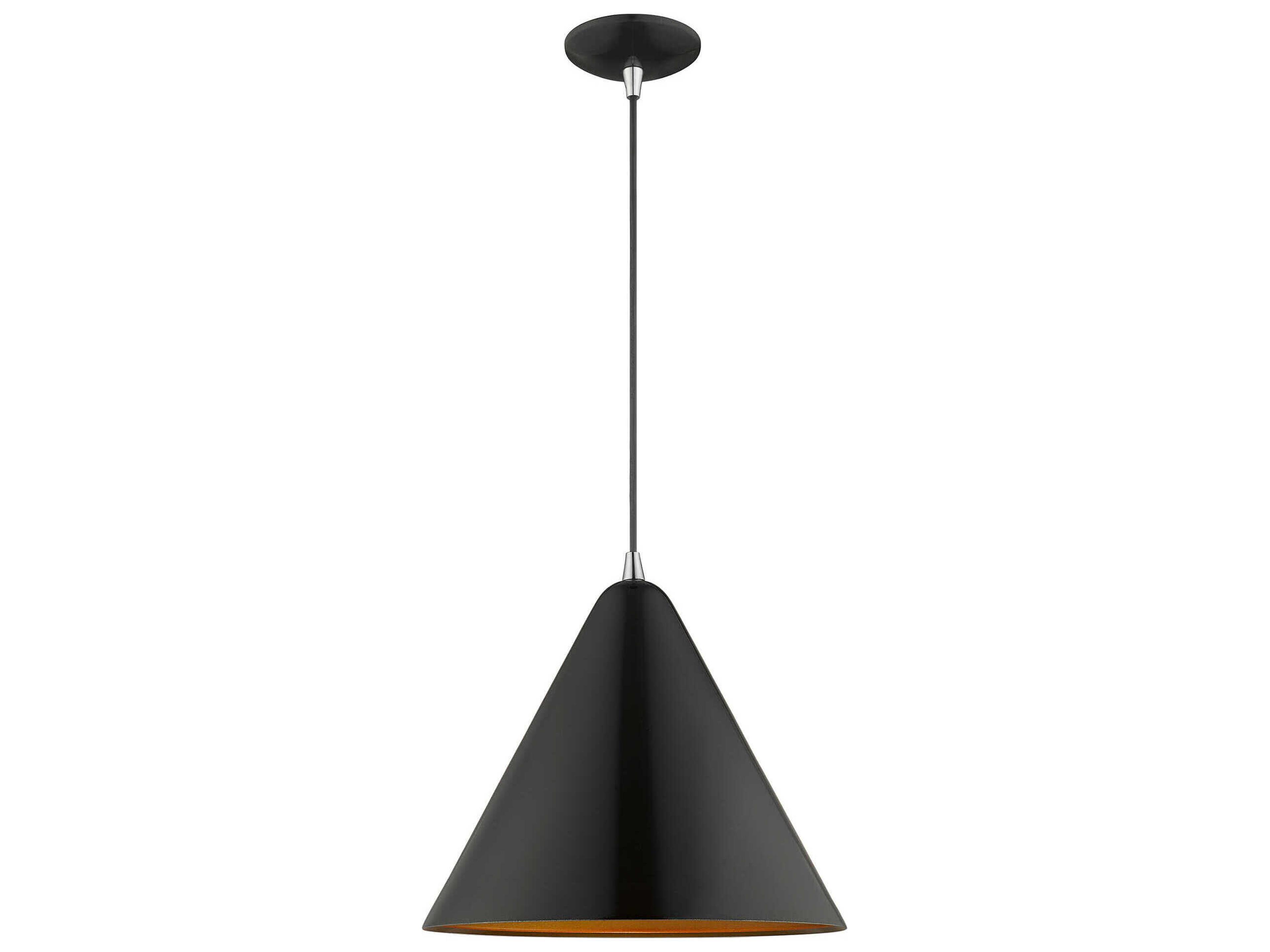Livex Lighting 1-Light Shiny Black Gold Pendant