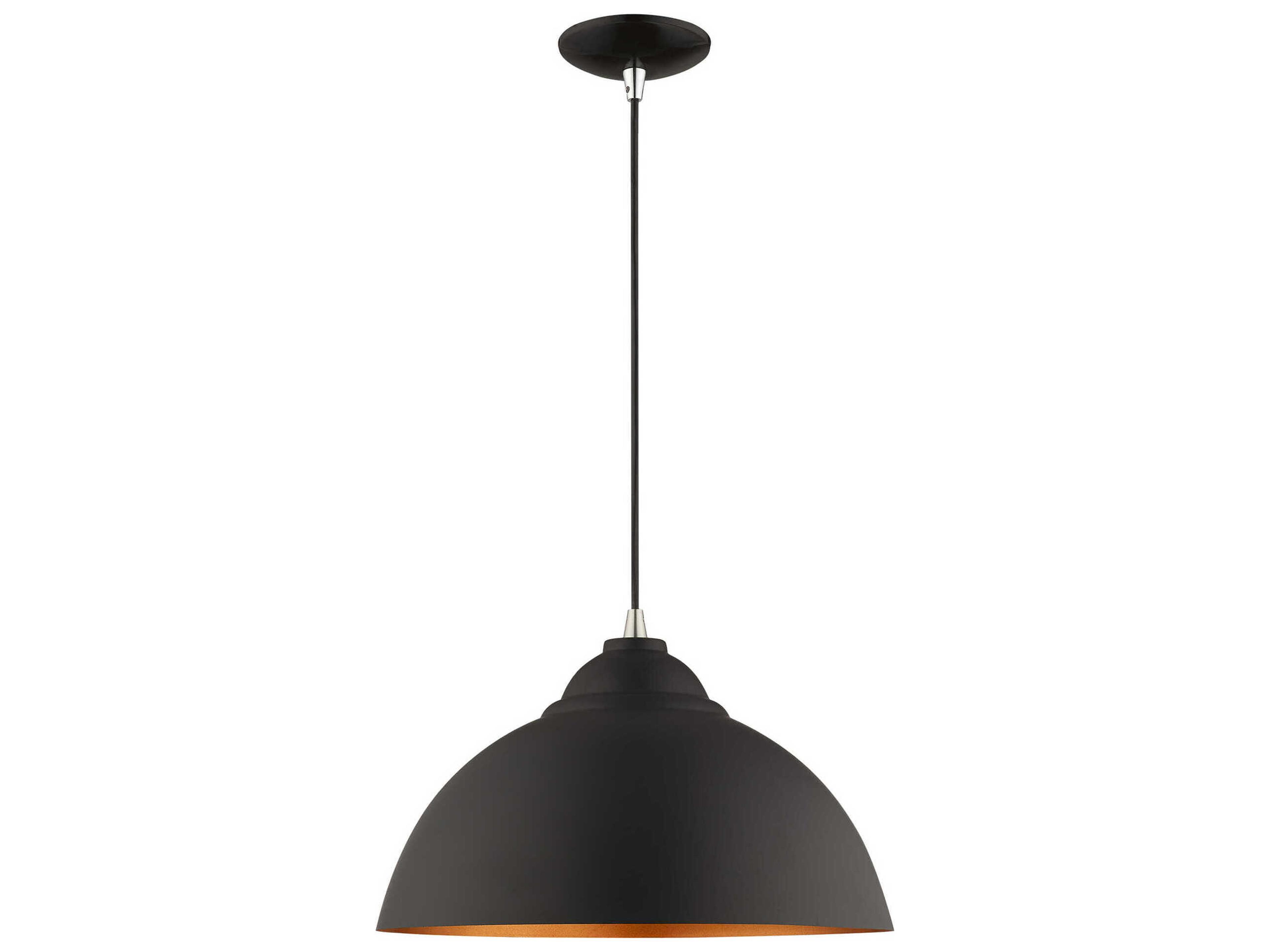 Livex Lighting 1-Light Black Gold Dome Pendant
