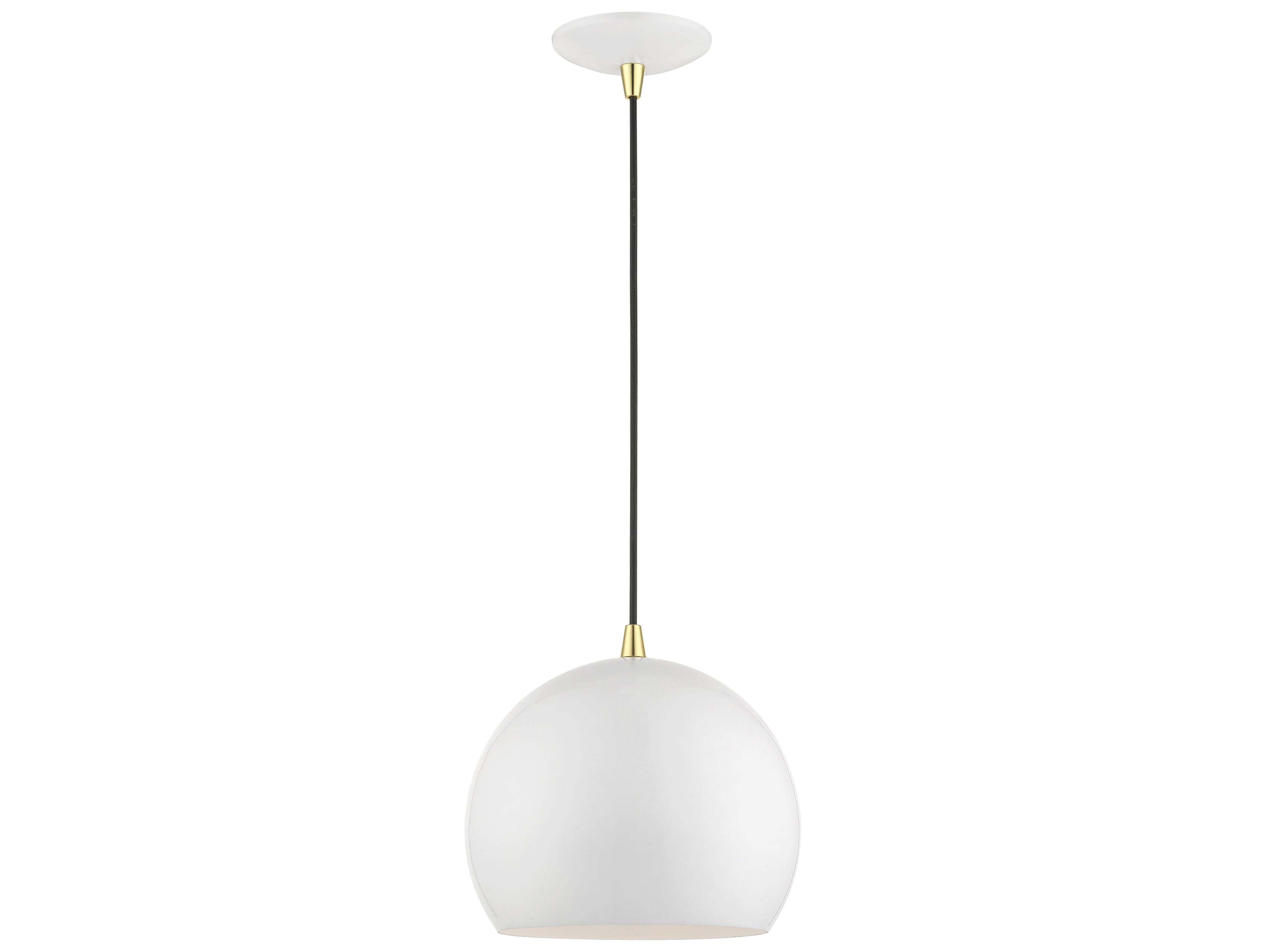 Livex Lighting Piedmont 1-Light Shiny White Polished Brass Dome Mini Pendant