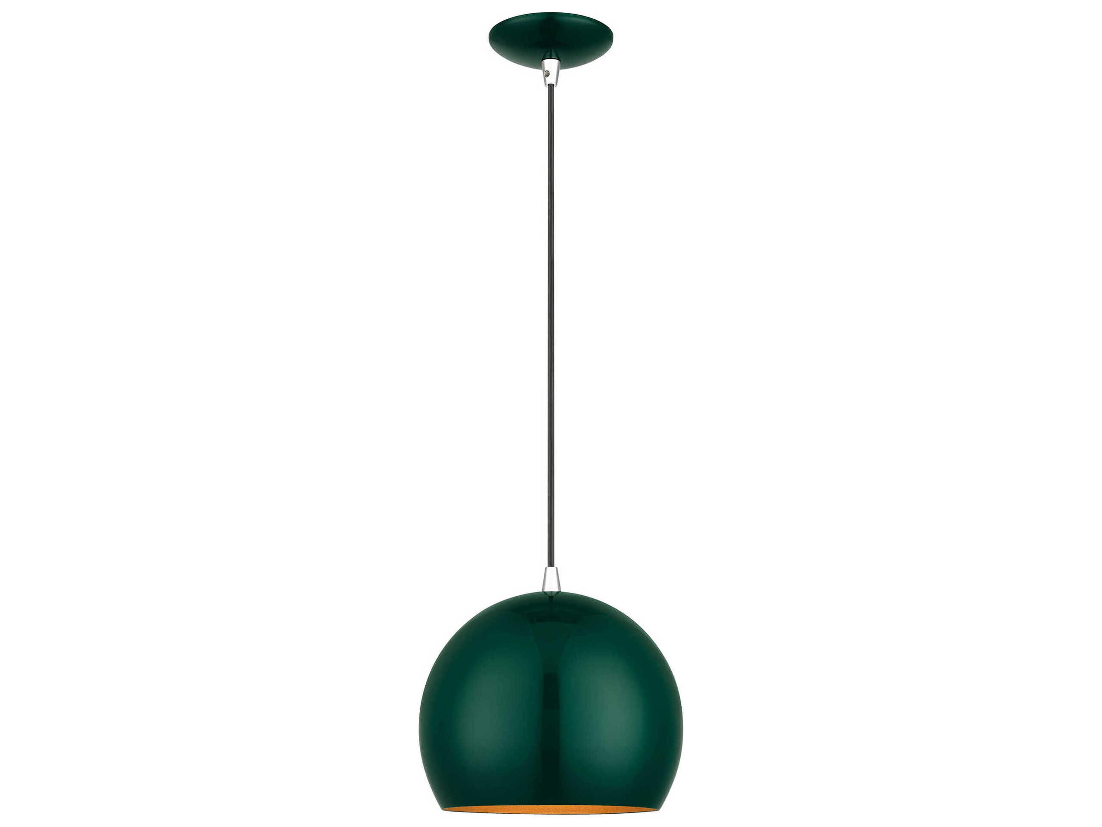 Livex Lighting Piedmont 1-Light Shiny Hunter Green Polished Chrome Globe Mini Pendant