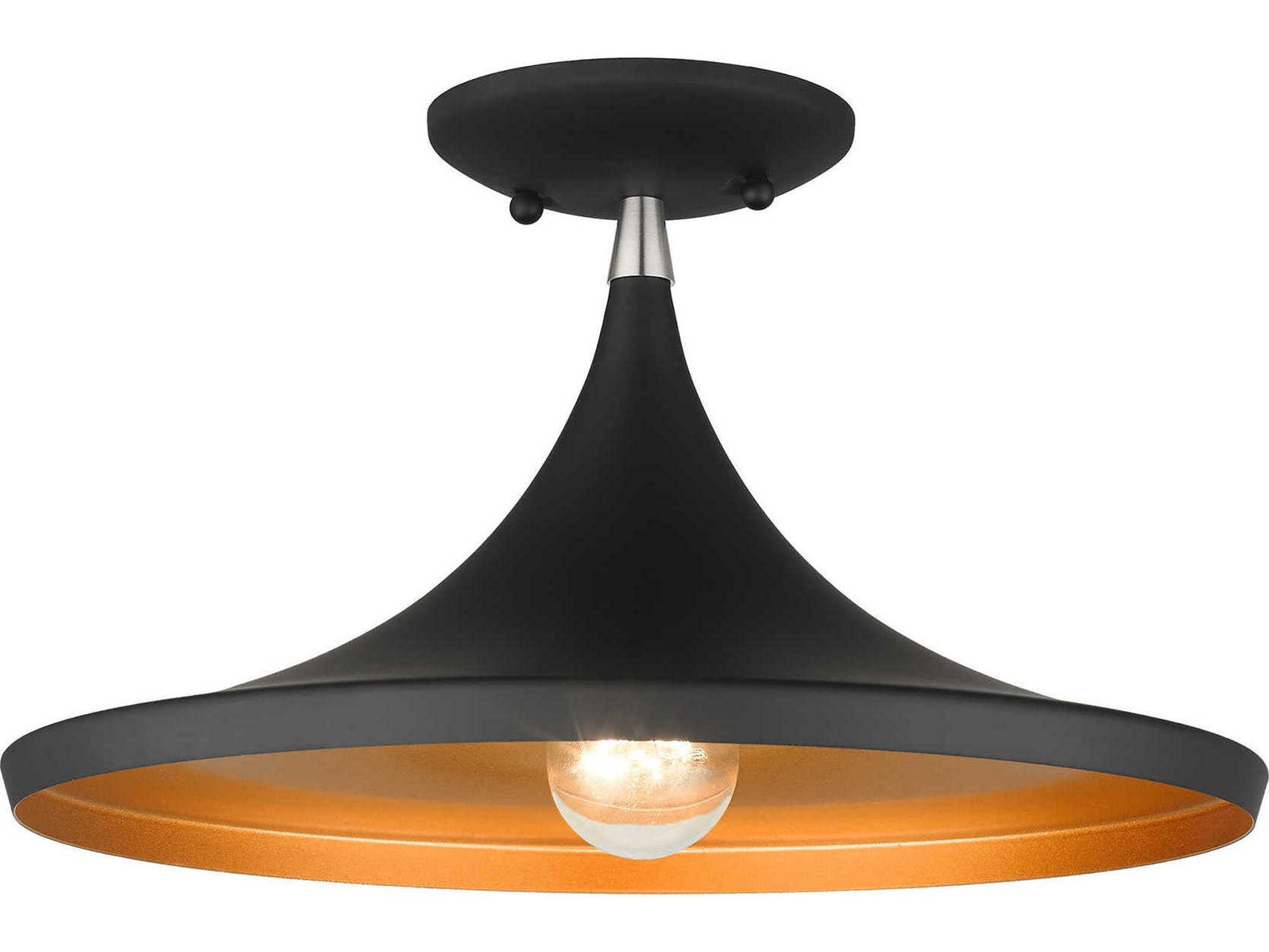 Livex Lighting Waldorf 1-Light Black Brushed Nickel Semi Flush Mount