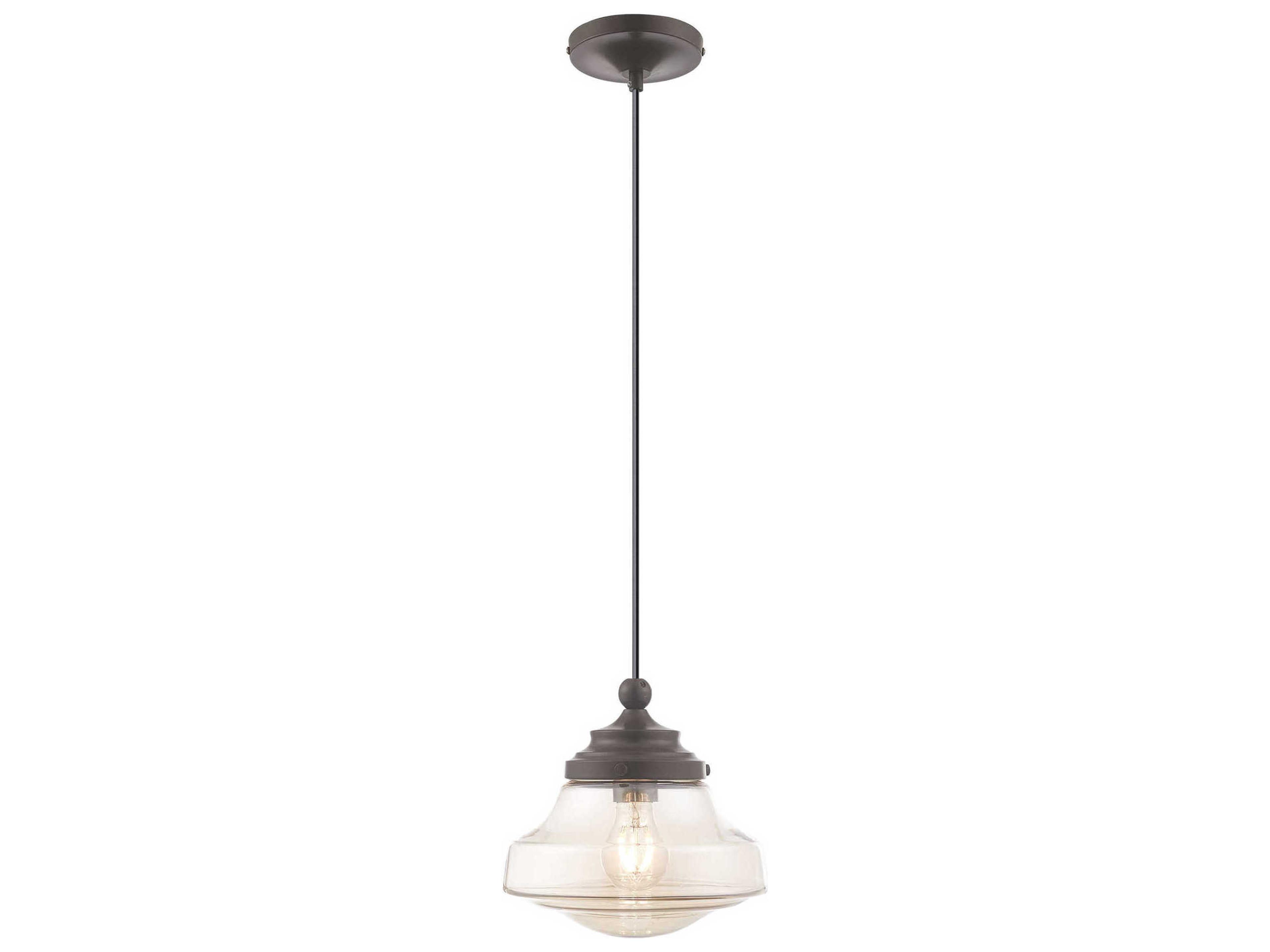 Livex Lighting Art Glass 1-Light English Bronze Clear Mini Pendant