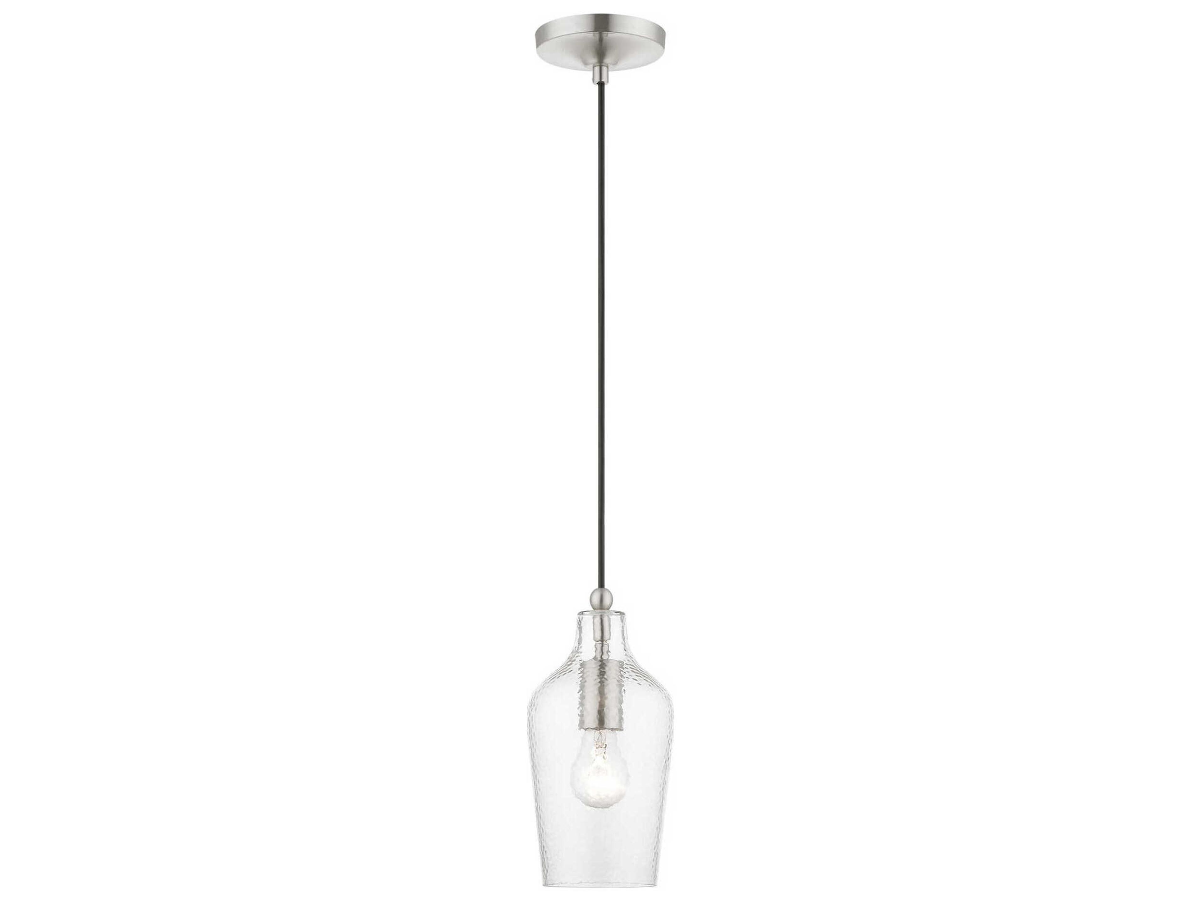 Livex Lighting Avery 1-Light Brushed Nickel Glass Bell Mini Pendant