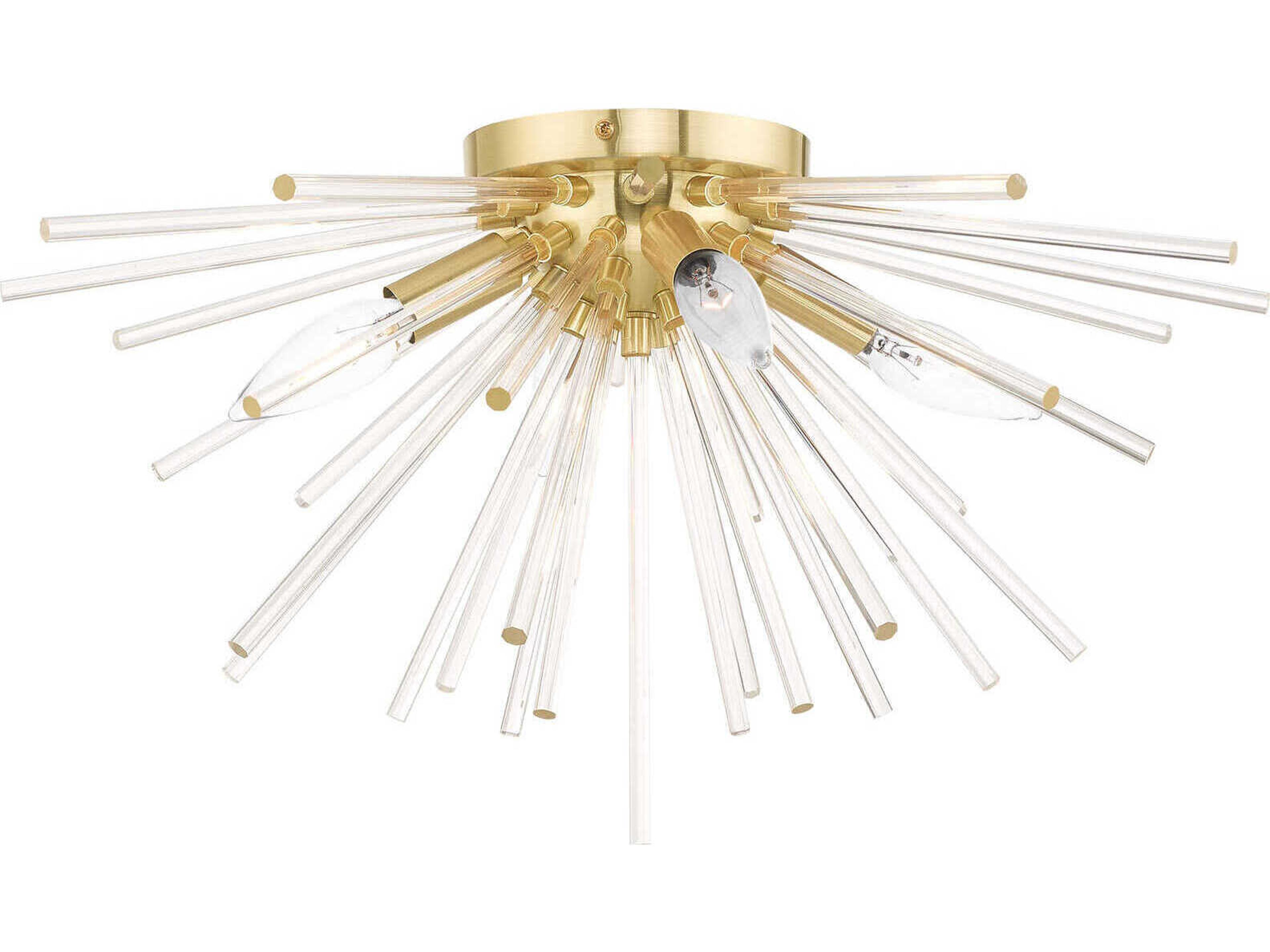 Livex Lighting Utopia 4-Light Satin Brass Clear Crystal Flush Mount