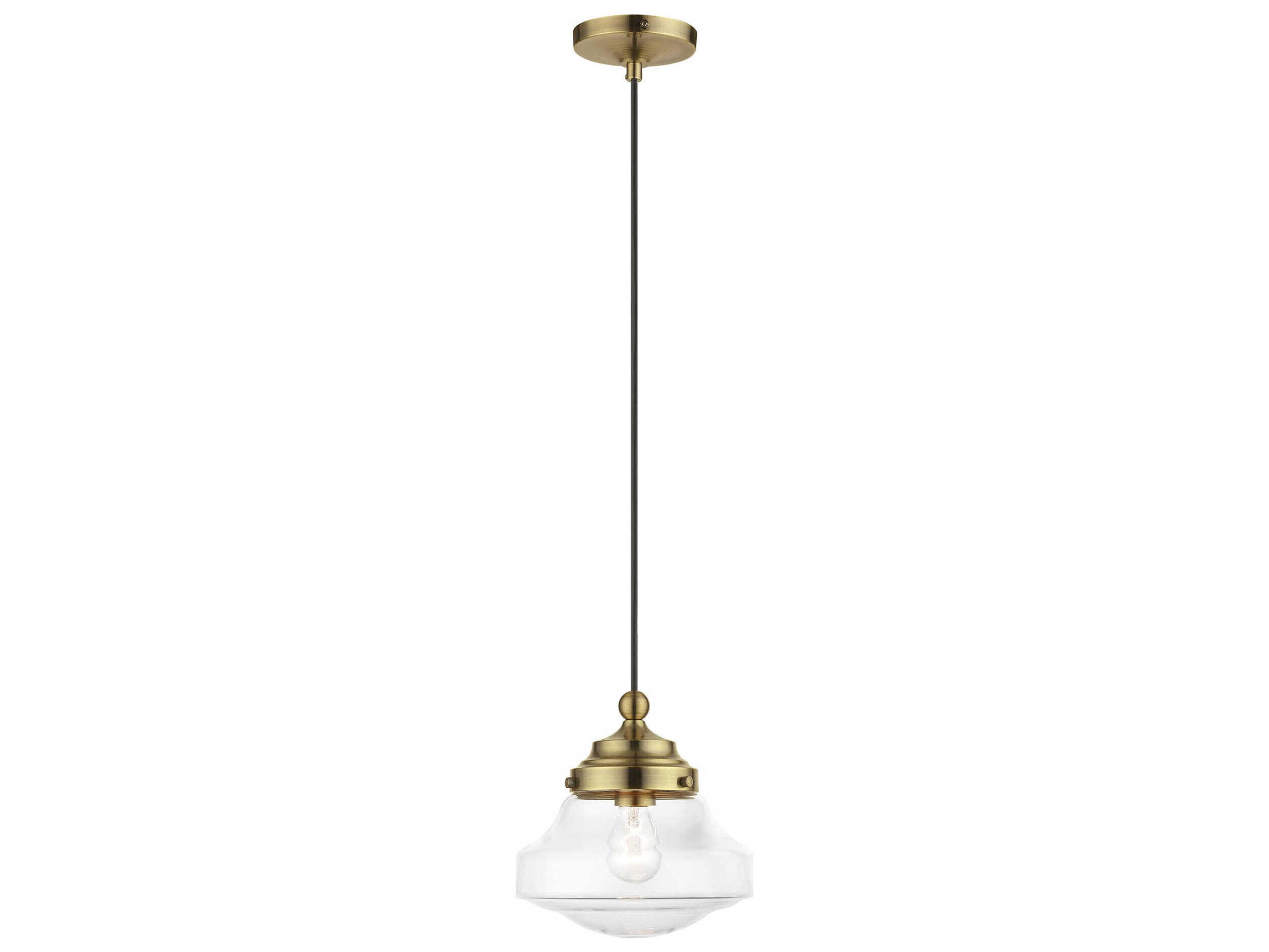 Livex Lighting Avondale 1-Light Antique Brass Glass Mini Pendant