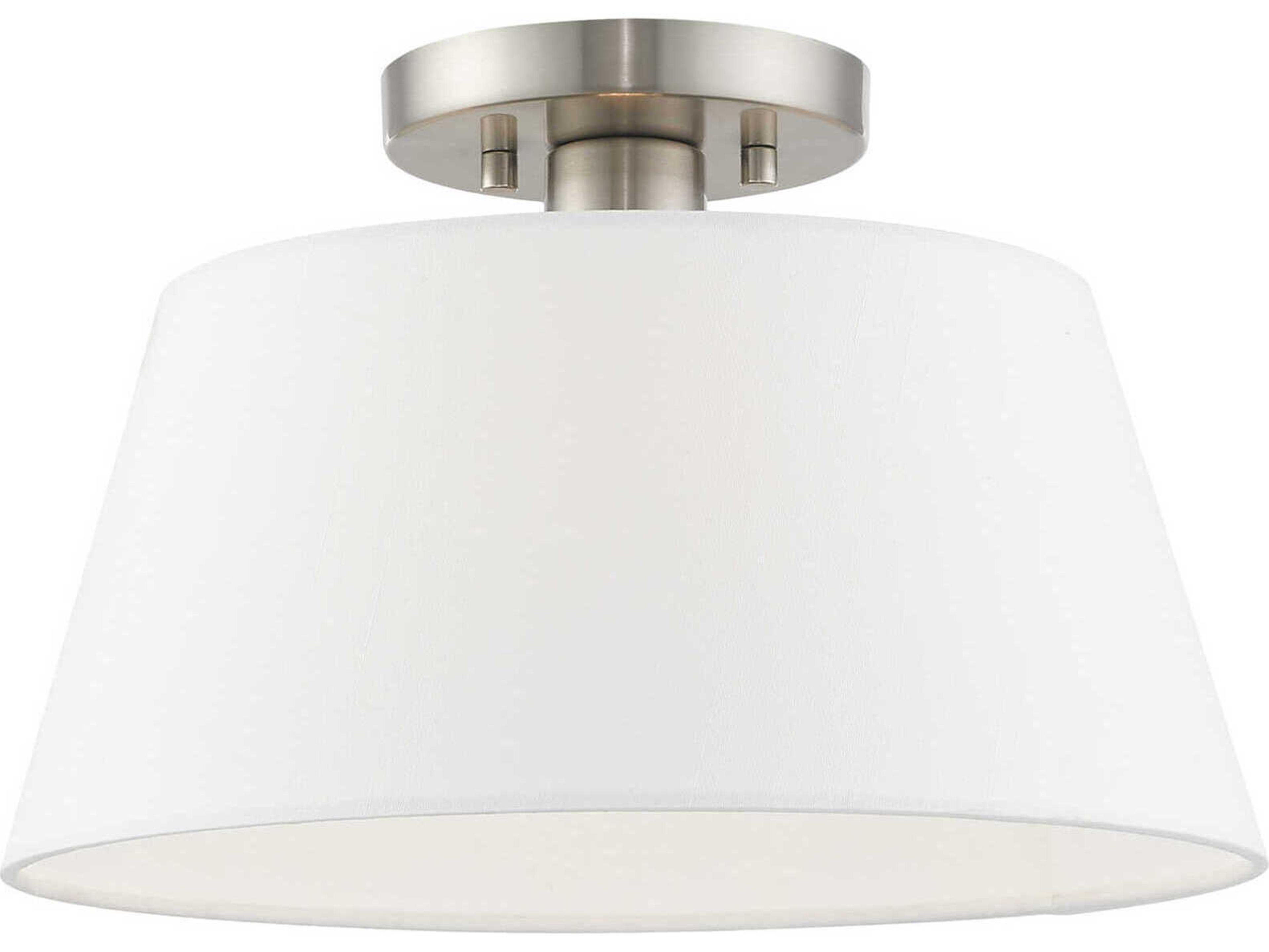 Livex Lighting Belclaire 1-Light Brushed Nickel White Empire Semi Flush Mount