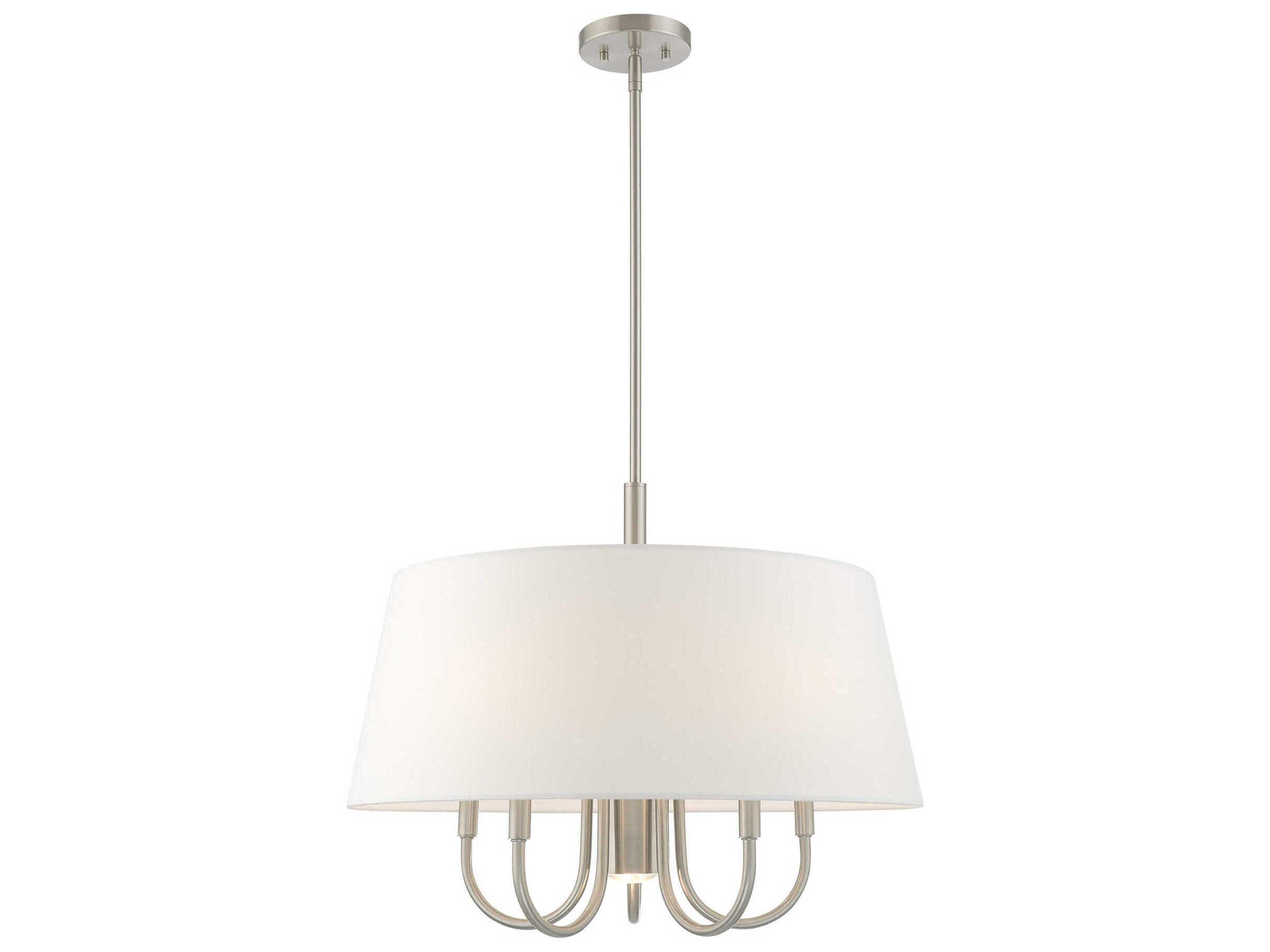 Livex Lighting Belclaire 6-Light Brushed Nickel White Empire Chandelier