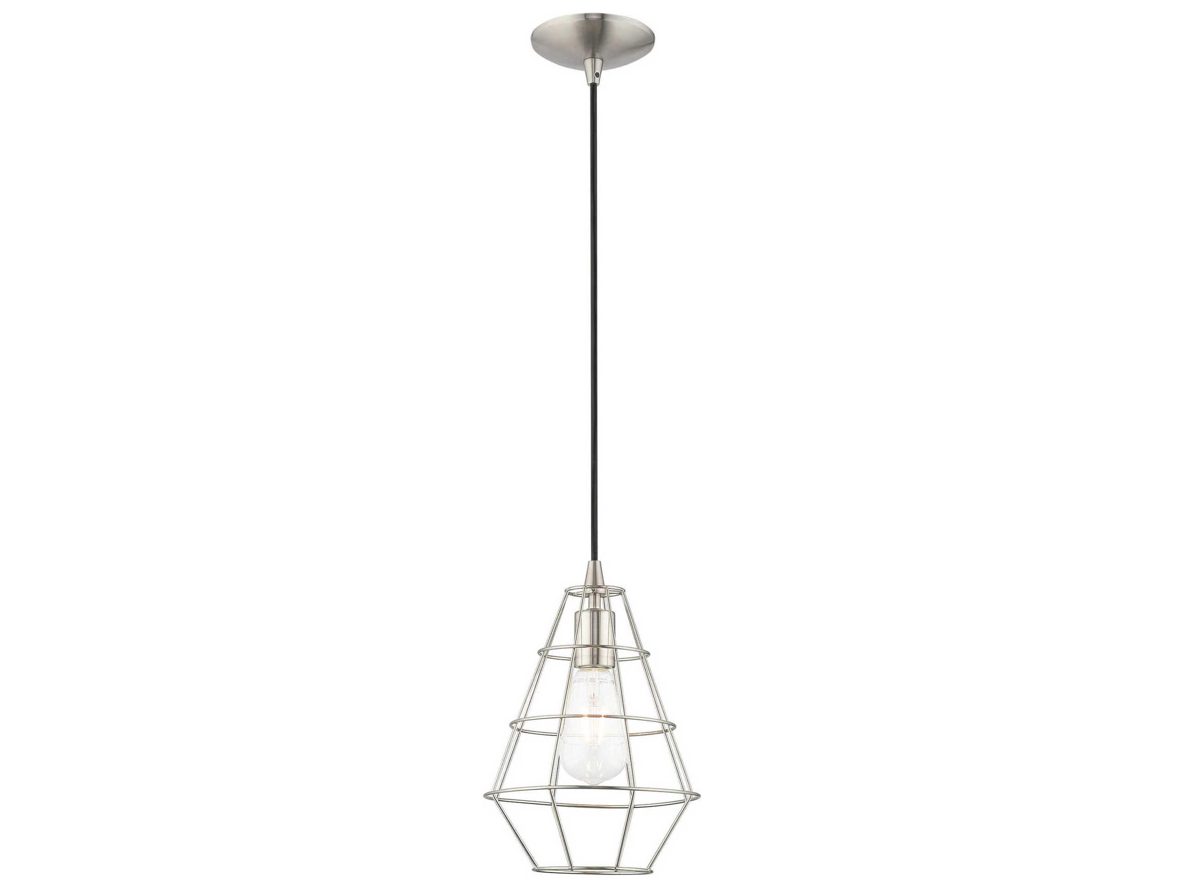 Livex Lighting Geometric 1-Light Brushed Nickel Mini Pendant