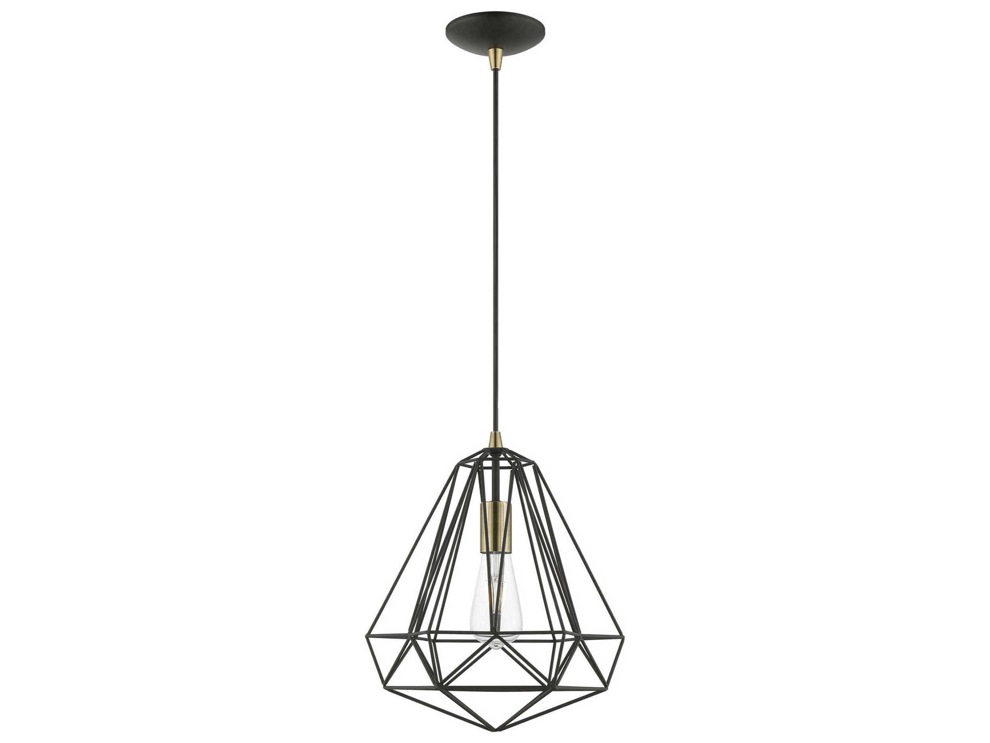 Livex Lighting Knox 1-Light Textured Black Polished Chrome Pendant