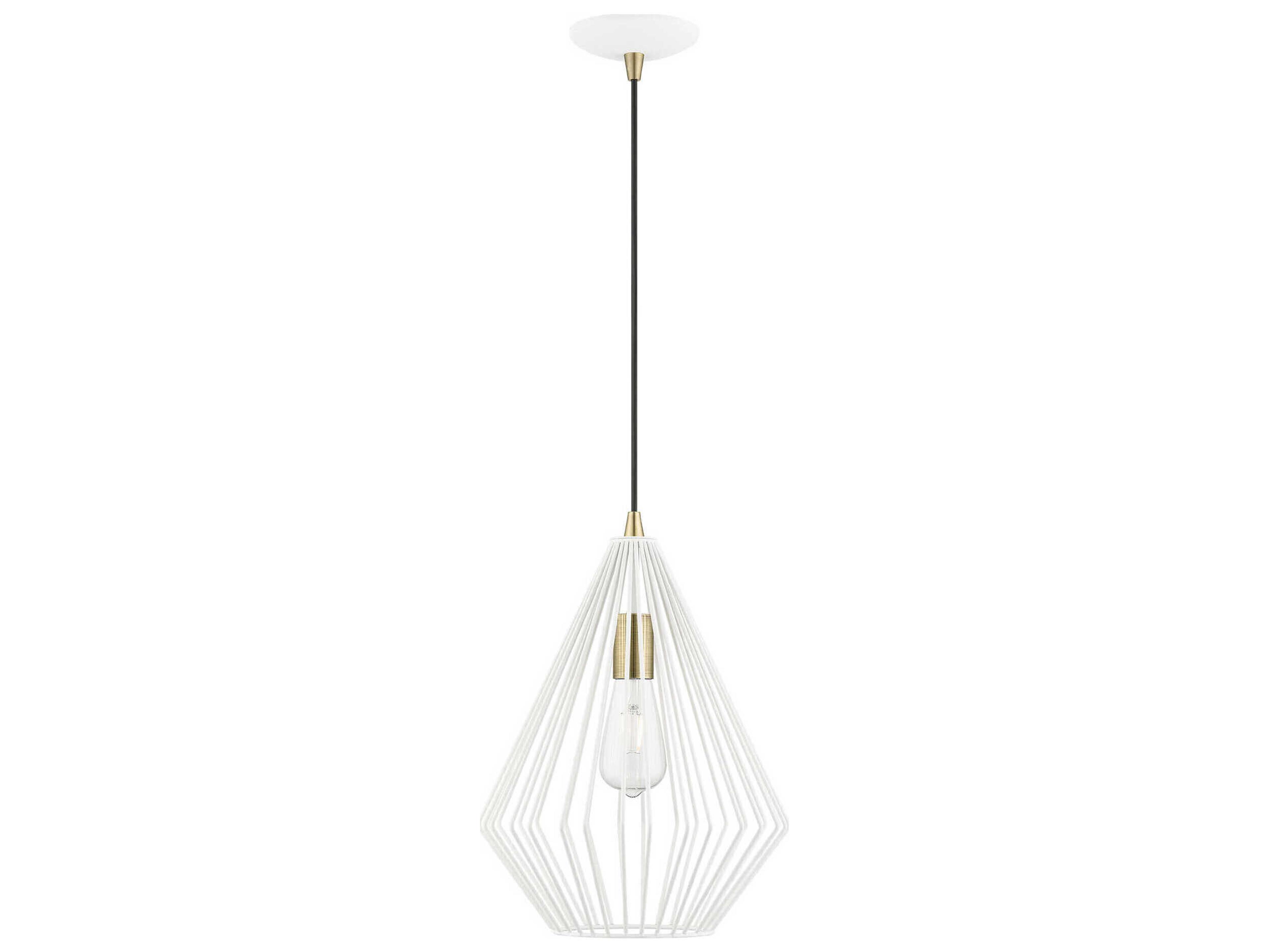 Livex Lighting Linz 1-Light Textured White Antique Brass Mini Pendant