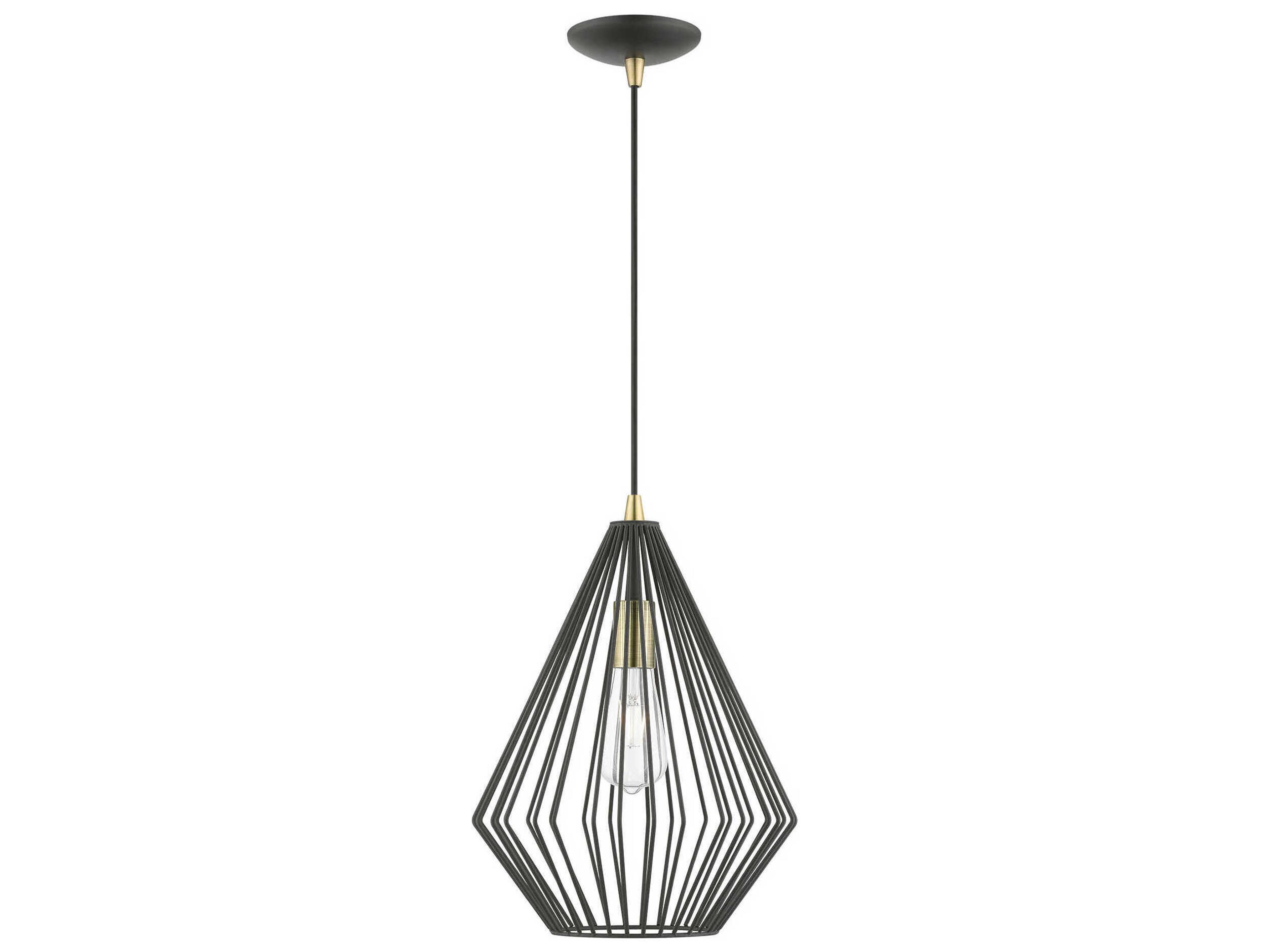 Livex Lighting Linz 1-Light Textured Black Antique Brass Mini Pendant
