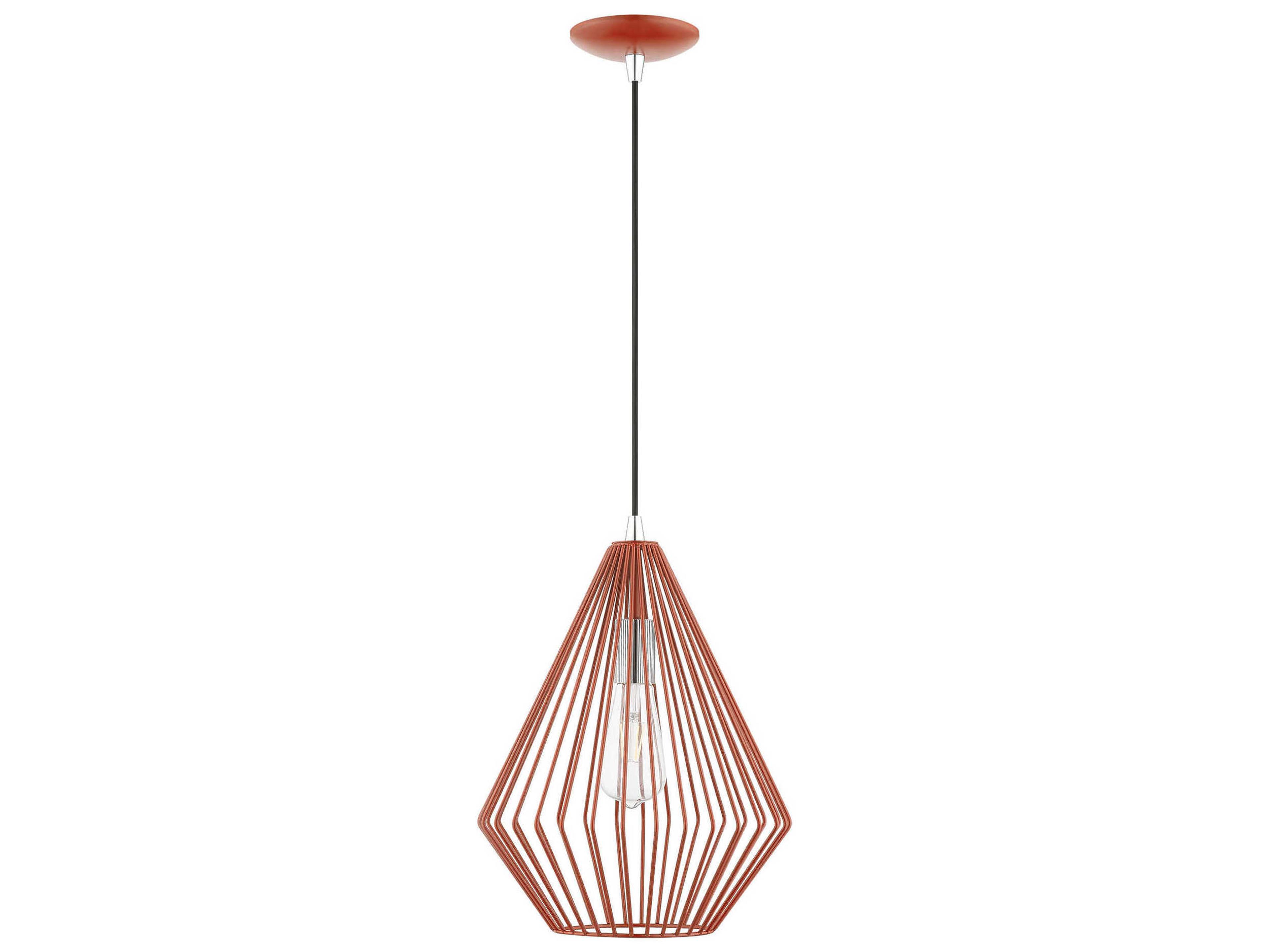 Livex Lighting Linz 1-Light Shiny Red Polished Chrome Mini Pendant