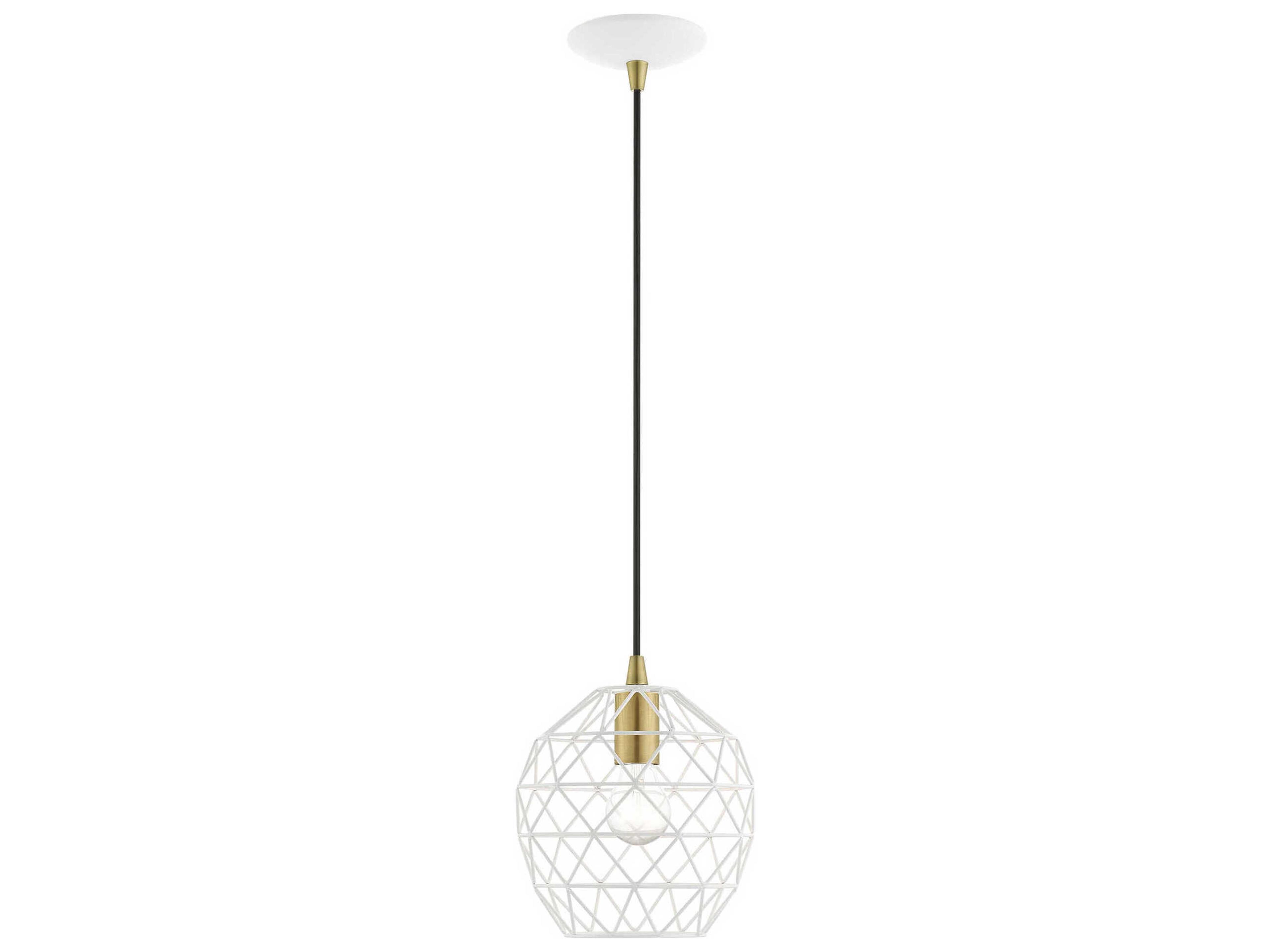 Livex Lighting Geometric 1-Light White Bell Mini Pendant
