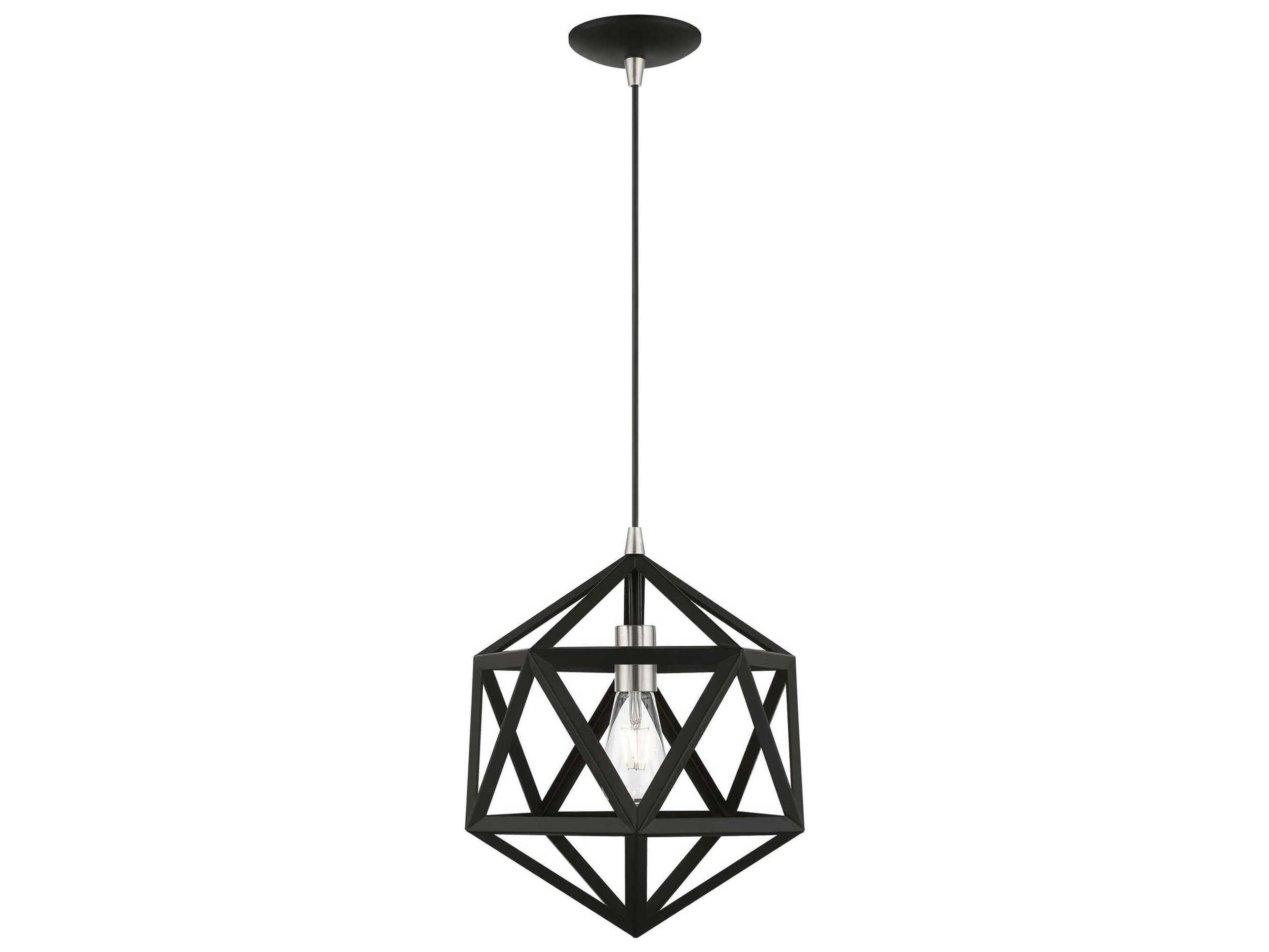Livex Lighting Ashland 1-Light Black Brushed Nickel Geometric Pendant