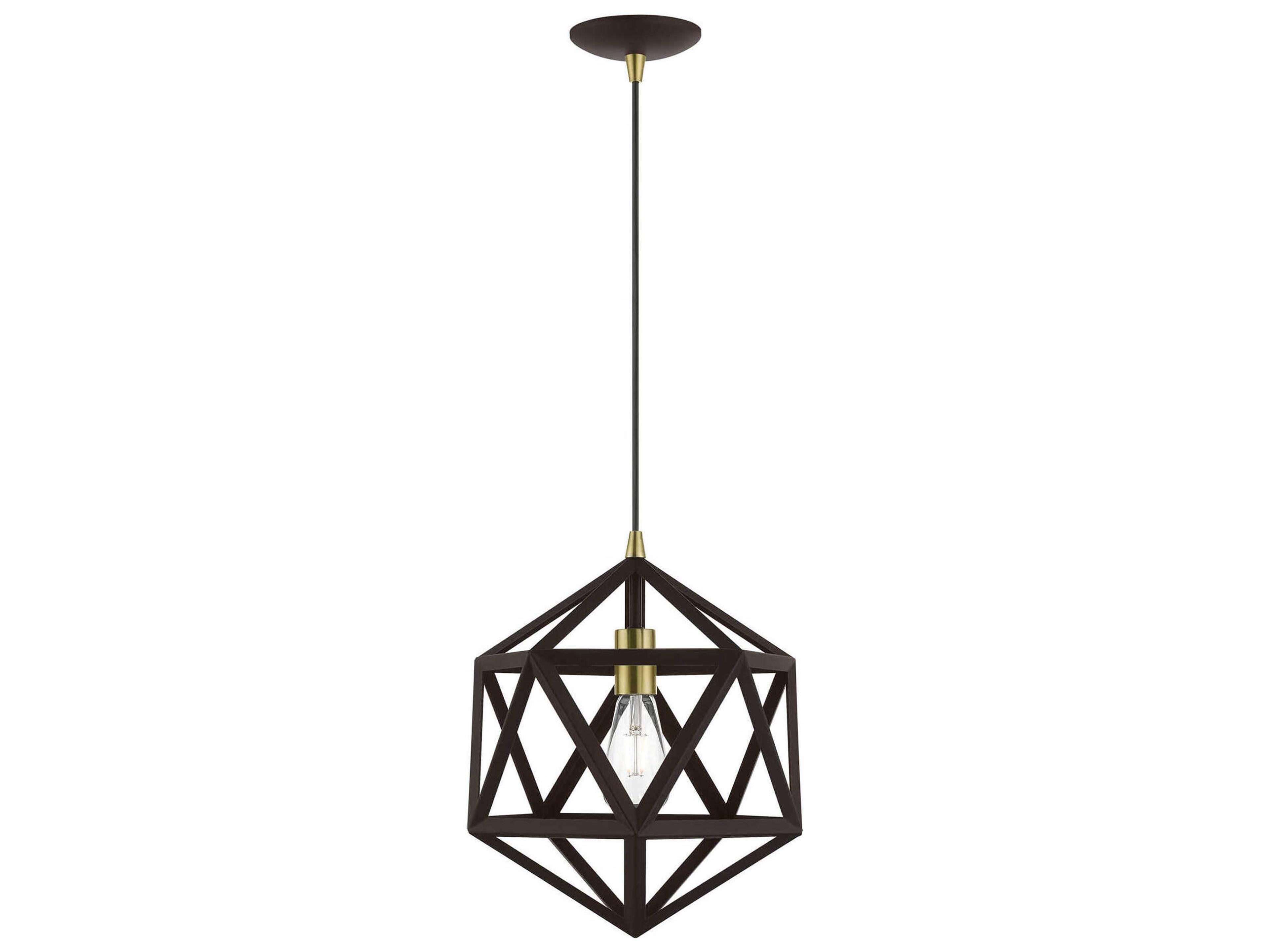 Livex Lighting Ashland 1-Light Bronze Antique Brass Geometric Pendant