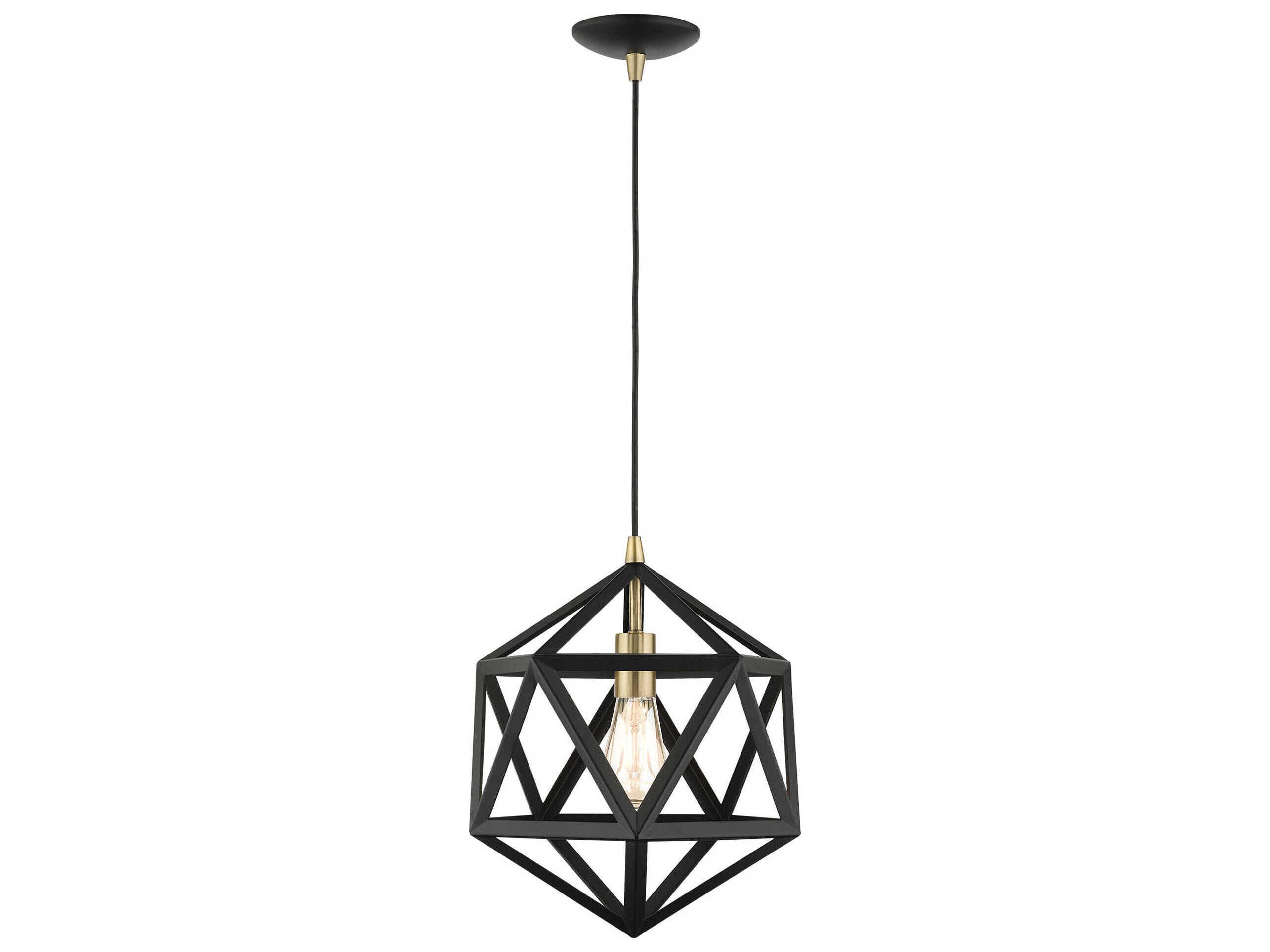 Livex Lighting Geometric 1-Light Textured Black Pendant