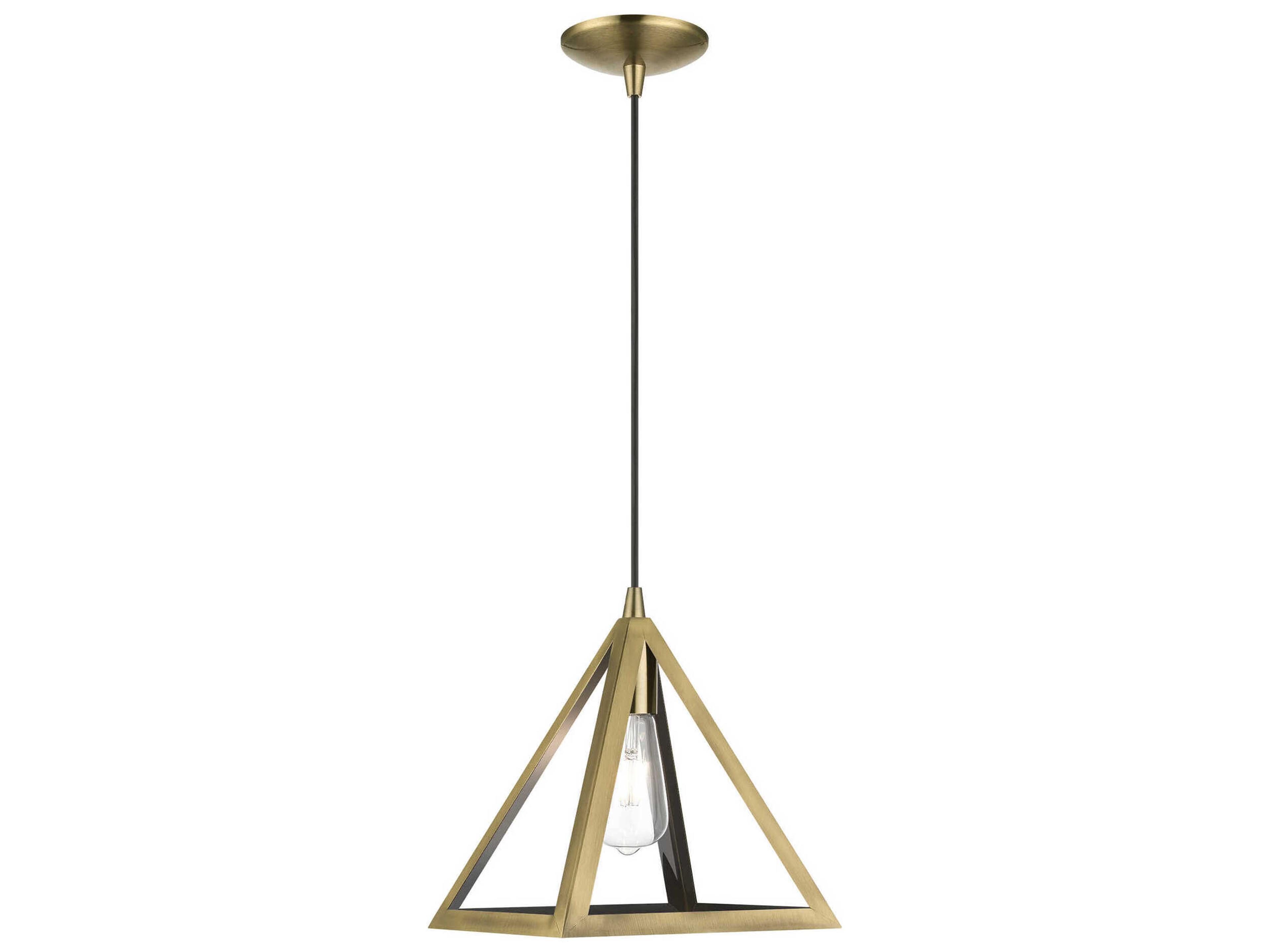 Livex Lighting Pinnacle 1-Light Antique Brass Geometric Mini Pendant