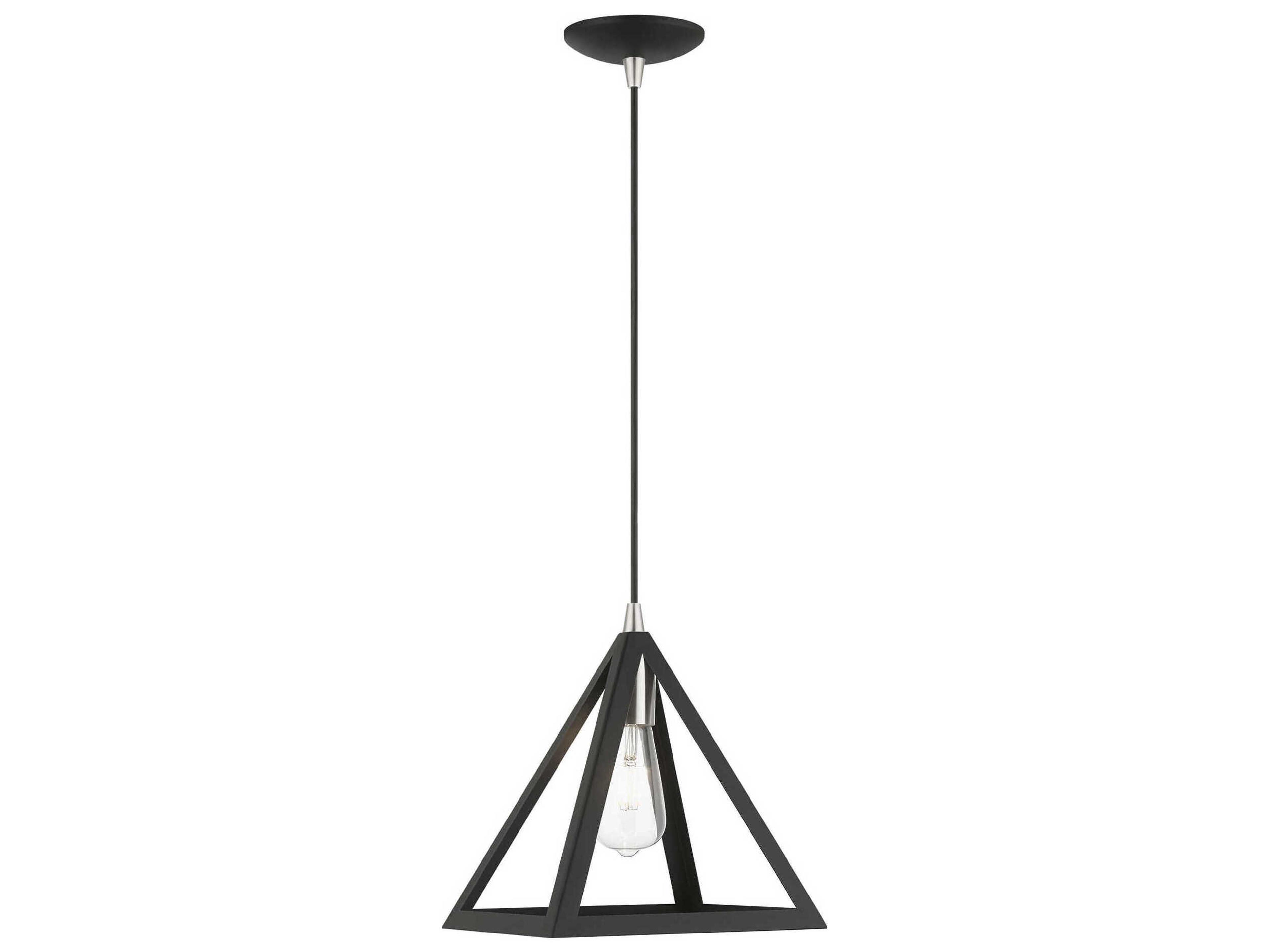 Livex Lighting Pinnacle 1-Light Black Brushed Nickel Geometric Mini Pendant