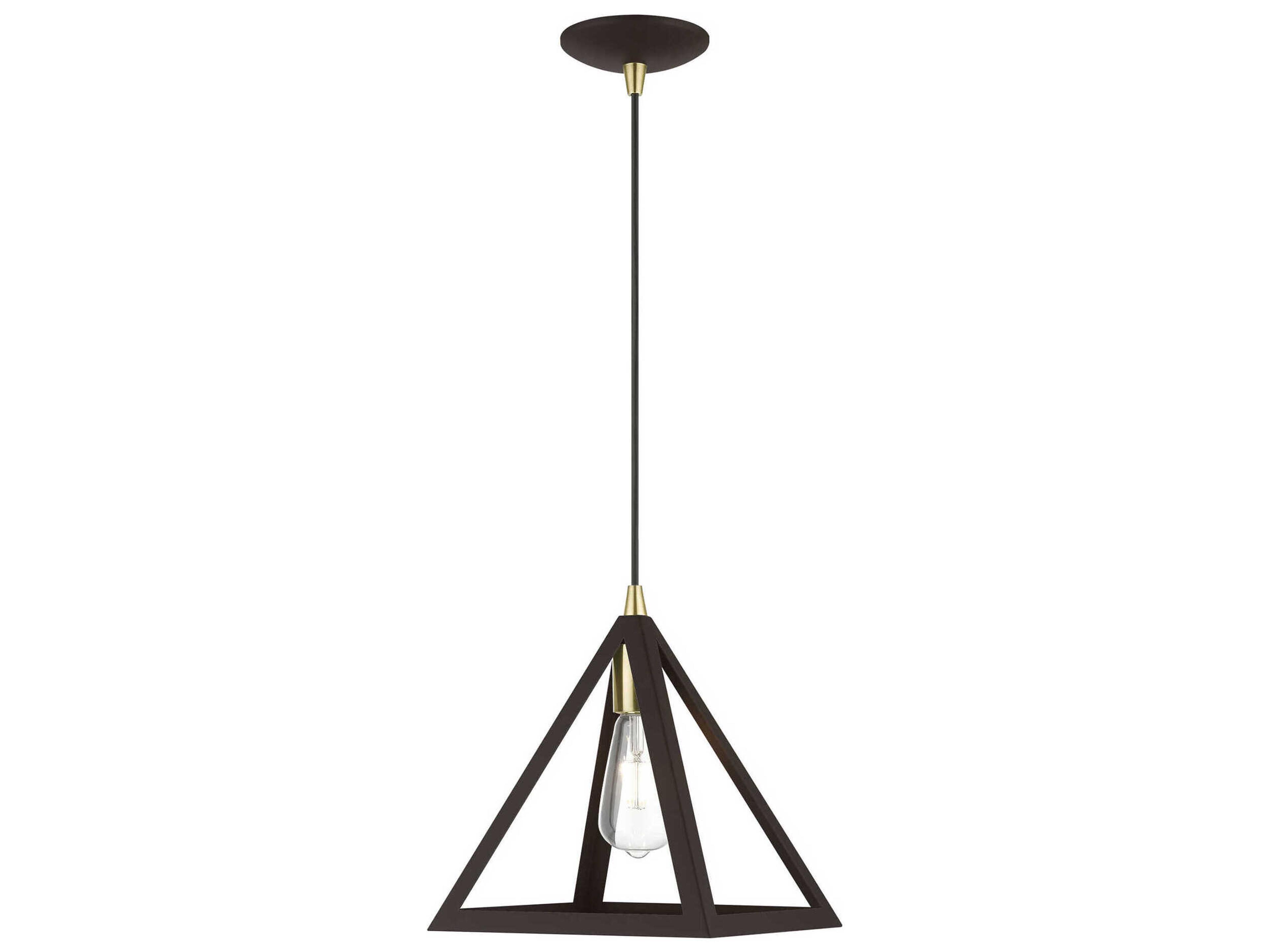 Livex Lighting Pinnacle 1-Light Bronze Antique Brass Geometric Mini Pendant