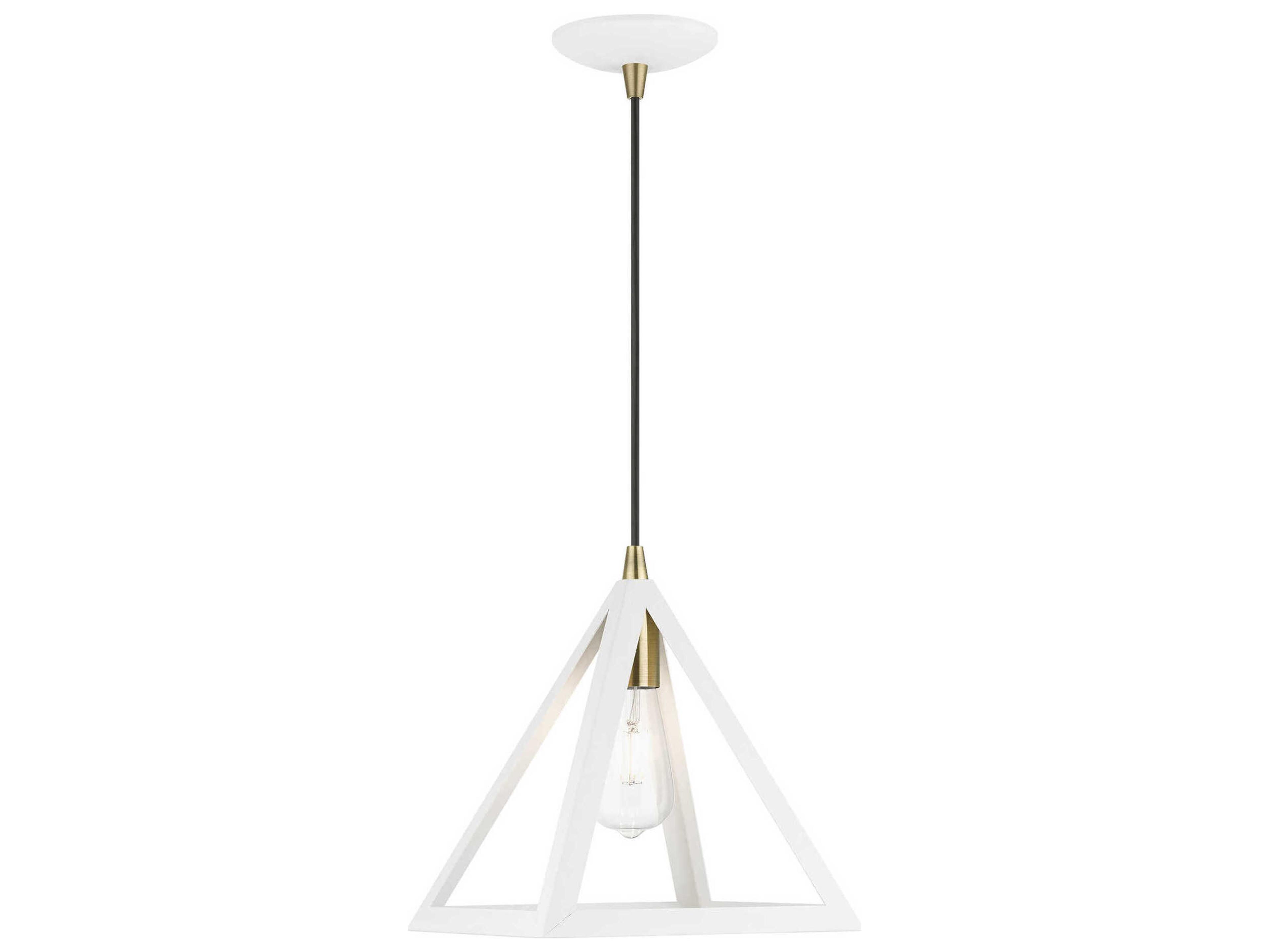 Livex Lighting Pinnacle 1-Light Textured White Antique Brass Geometric Mini Pendant