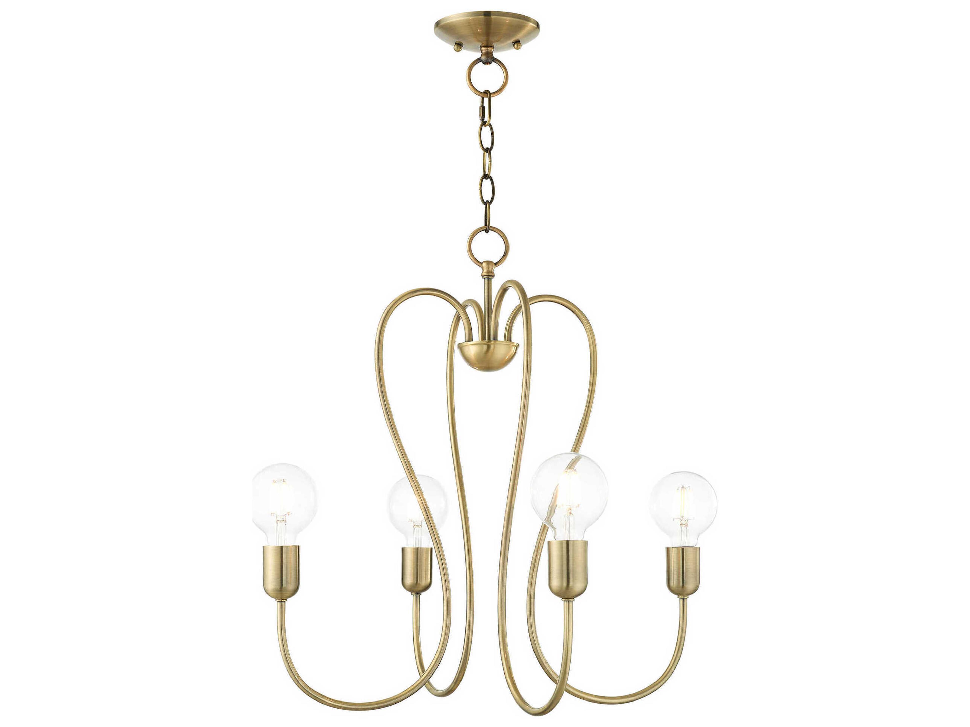 Livex Lighting Lucerne 4-Light Antique Brass Chandelier