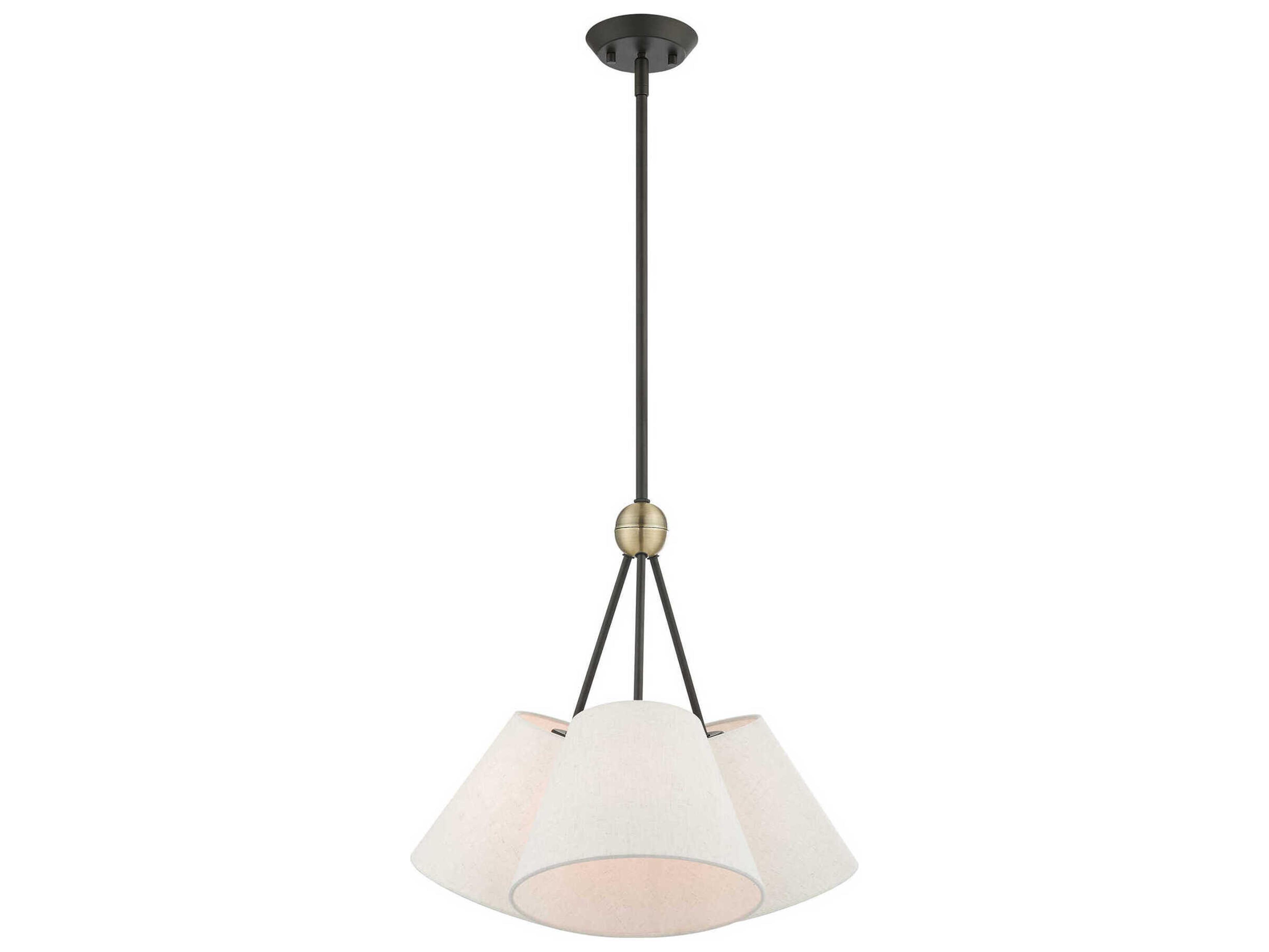 Livex Lighting Prato 3-Light Bronze Antique Brass Empire Geometric Pendant