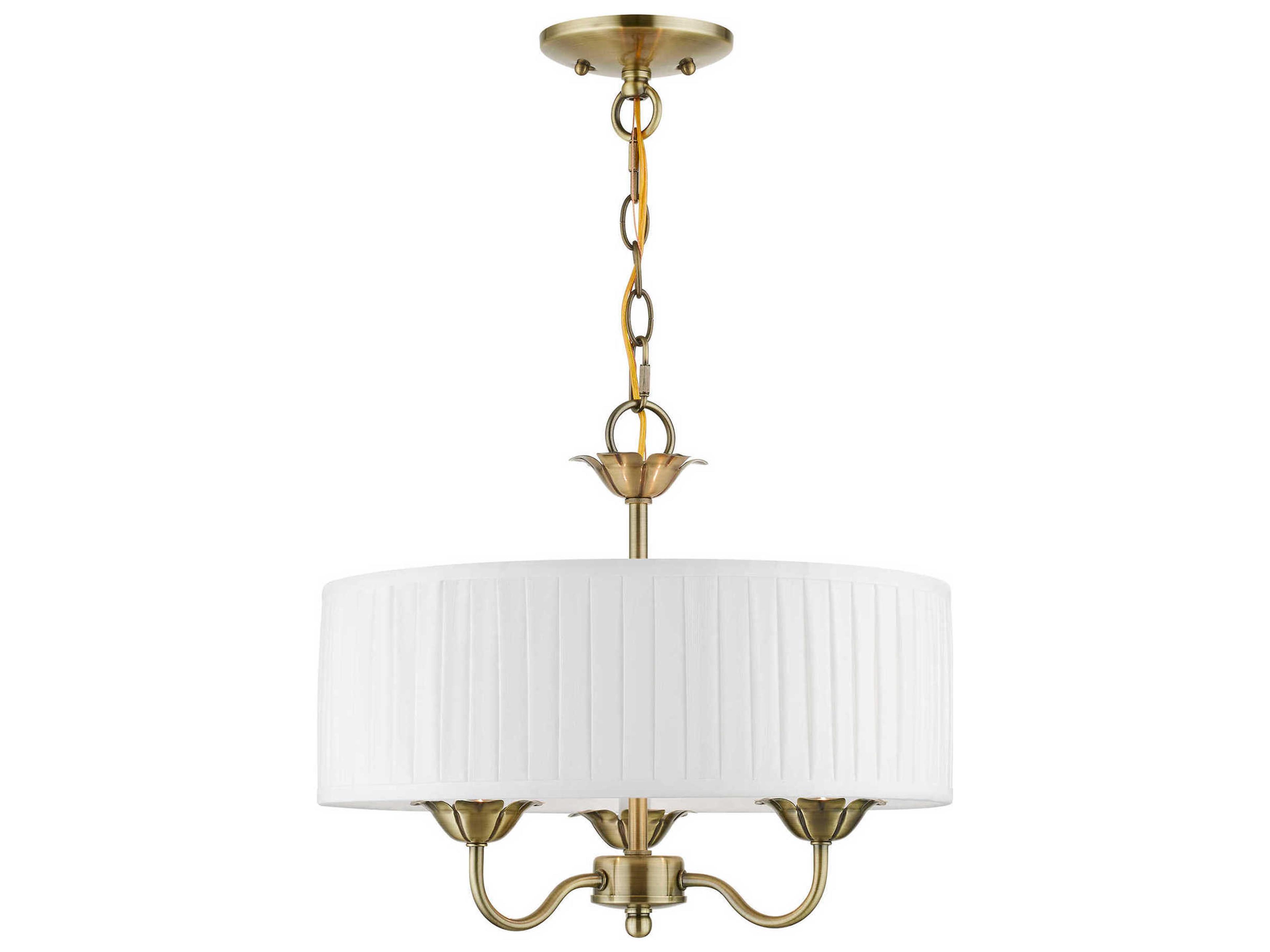 Livex Lighting Edinburgh 3-Light Antique Brass Drum Chandelier
