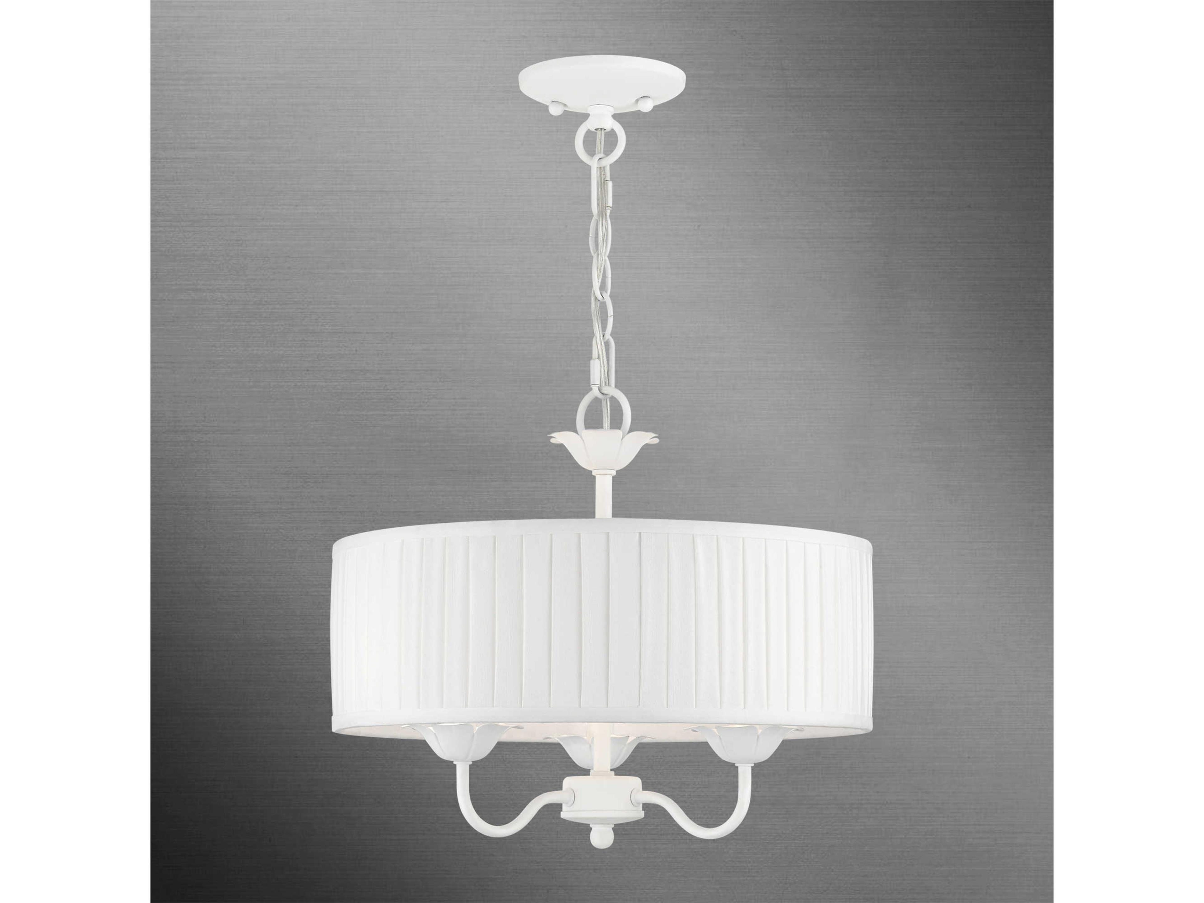 Livex Lighting Edinburgh 3-Light White Drum Chandelier